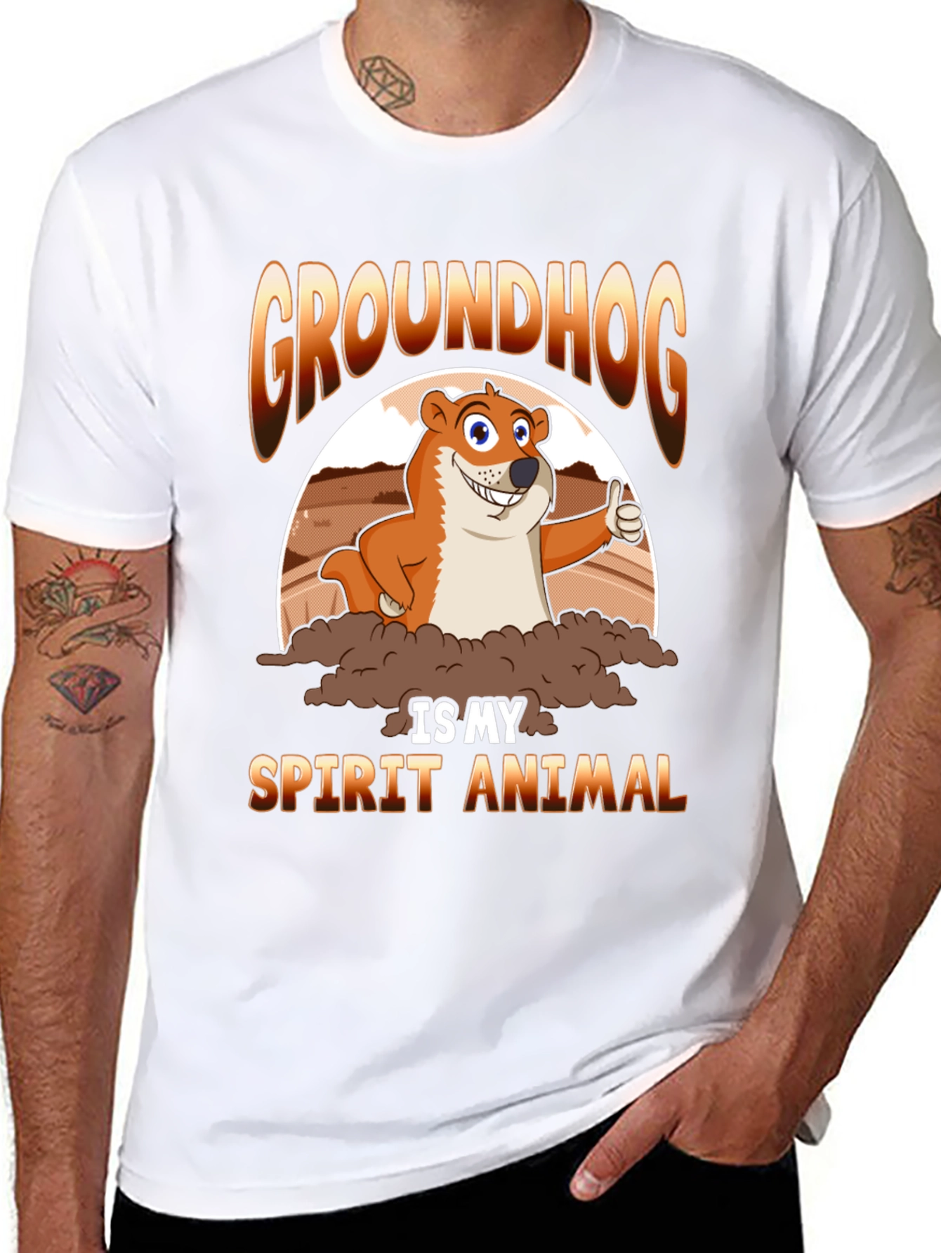 Groundhog Spirit Animal T-Shirt - Cute Cartoon Design