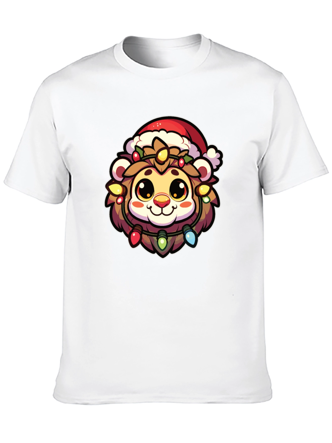 Festive Lion Graphic Tee - Holiday Apparel