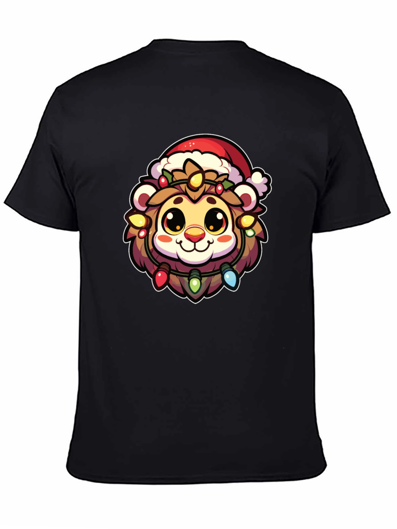 Festive Lion Graphic Tee - Holiday Apparel