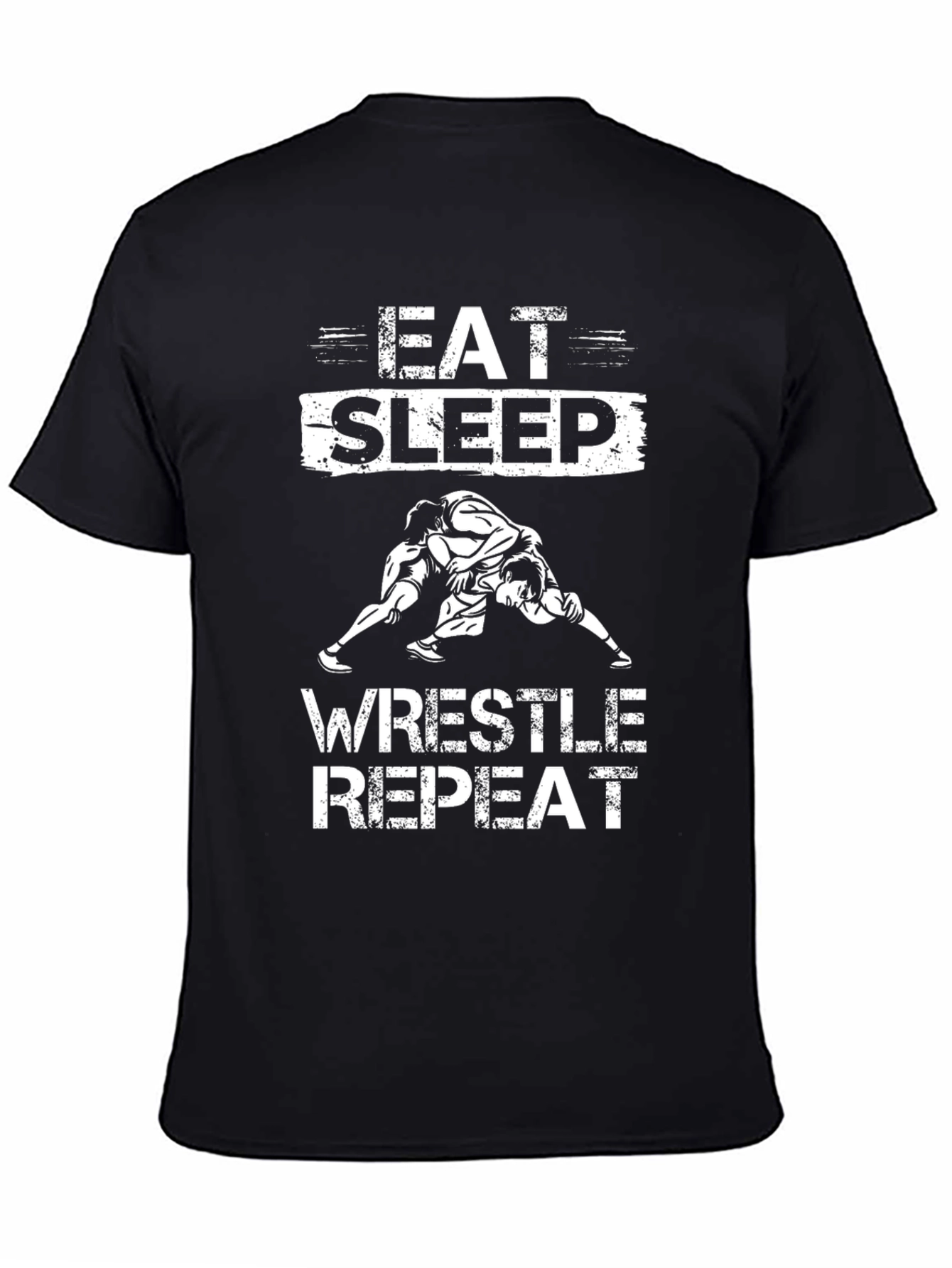 Eat Sleep Wrestle Repeat Black Graphic T-Shirt