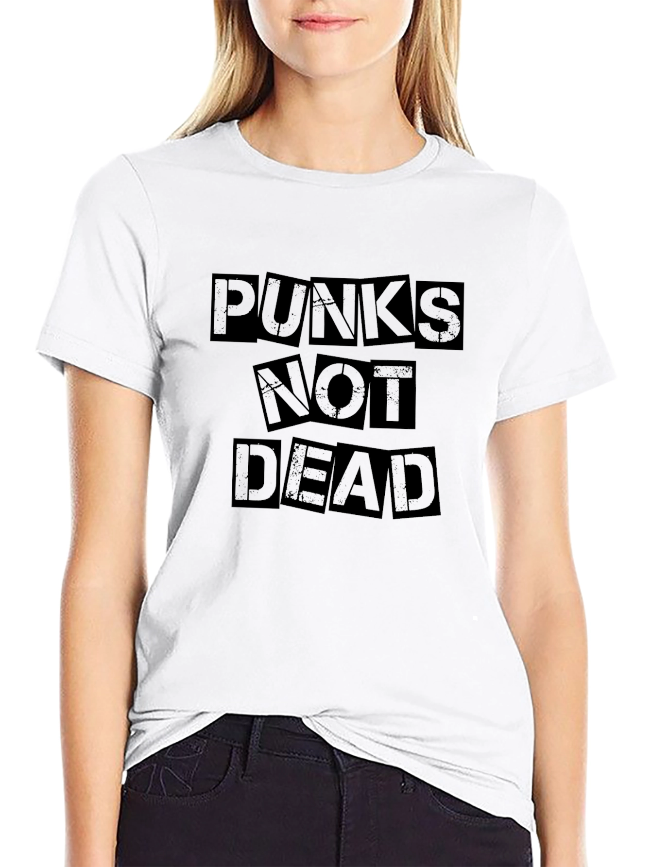 Punks Not Dead Graphic Tee - Black Cotton Blend