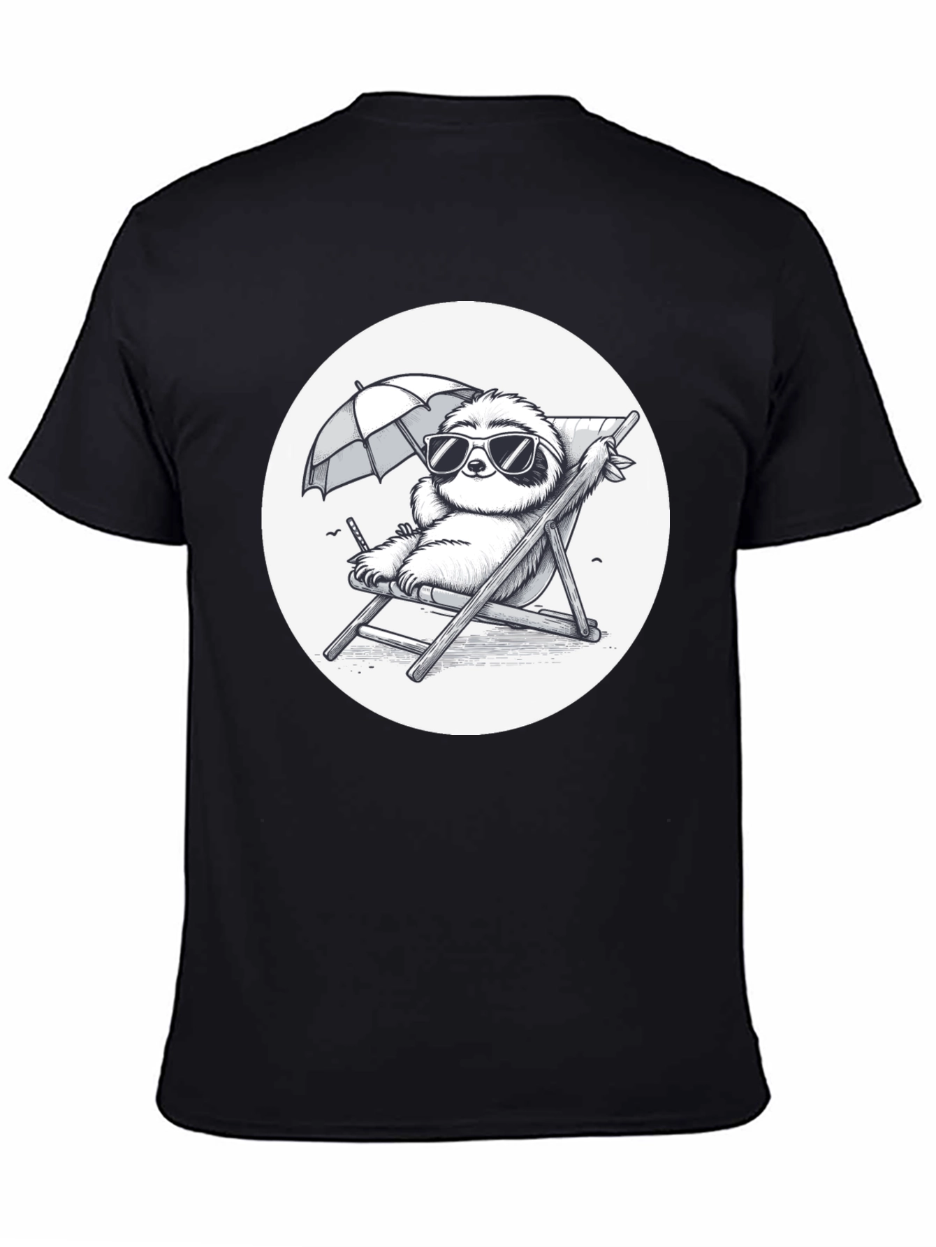 Sloth Beach T-Shirt - Relaxed Cartoon Design