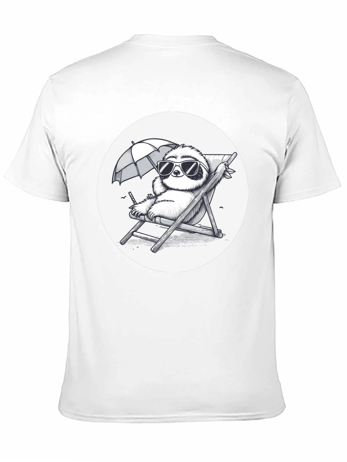 Sloth Beach T-Shirt - Relaxed Cartoon Design