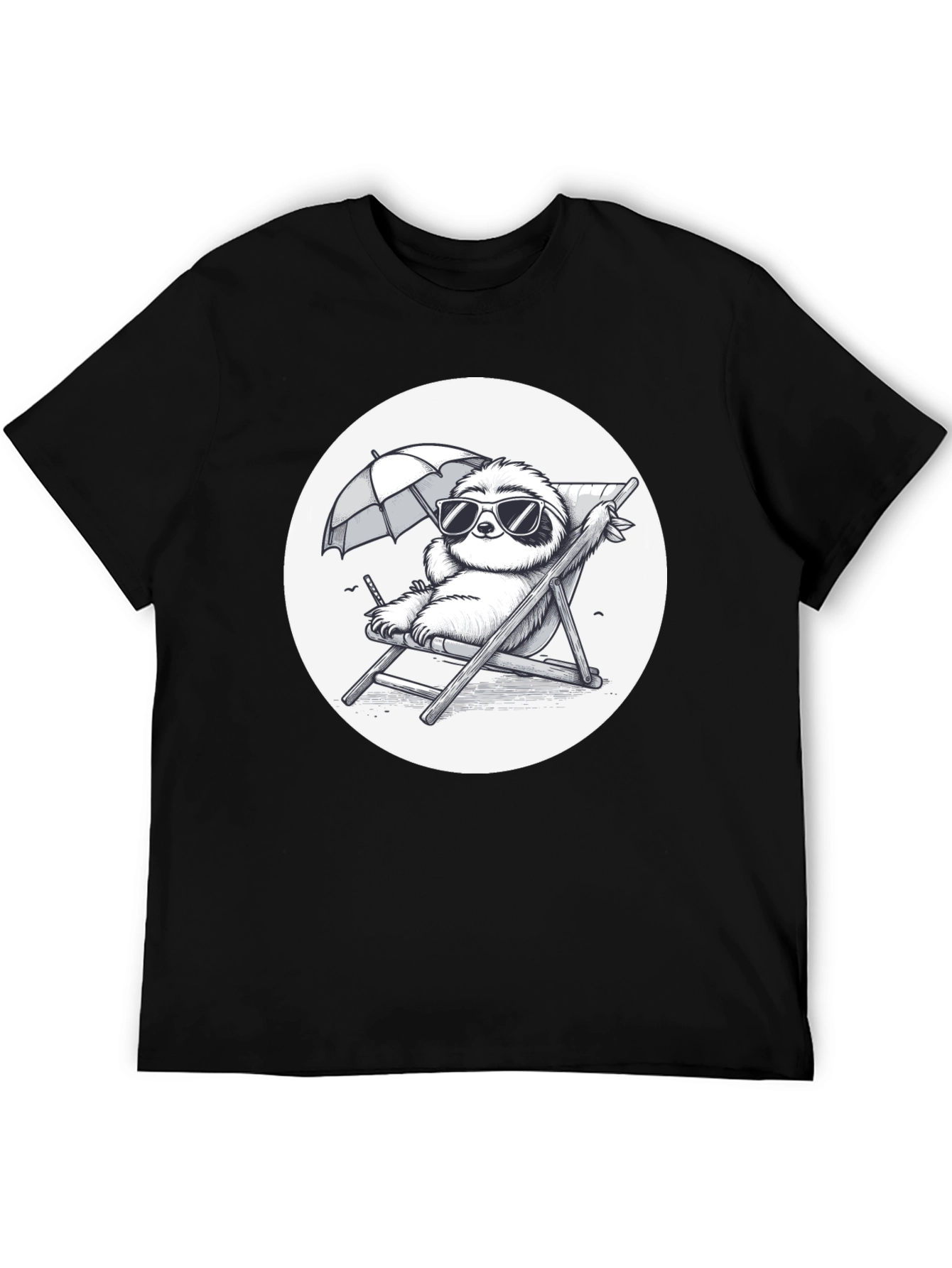 Sloth Beach T-Shirt - Relaxed Cartoon Design