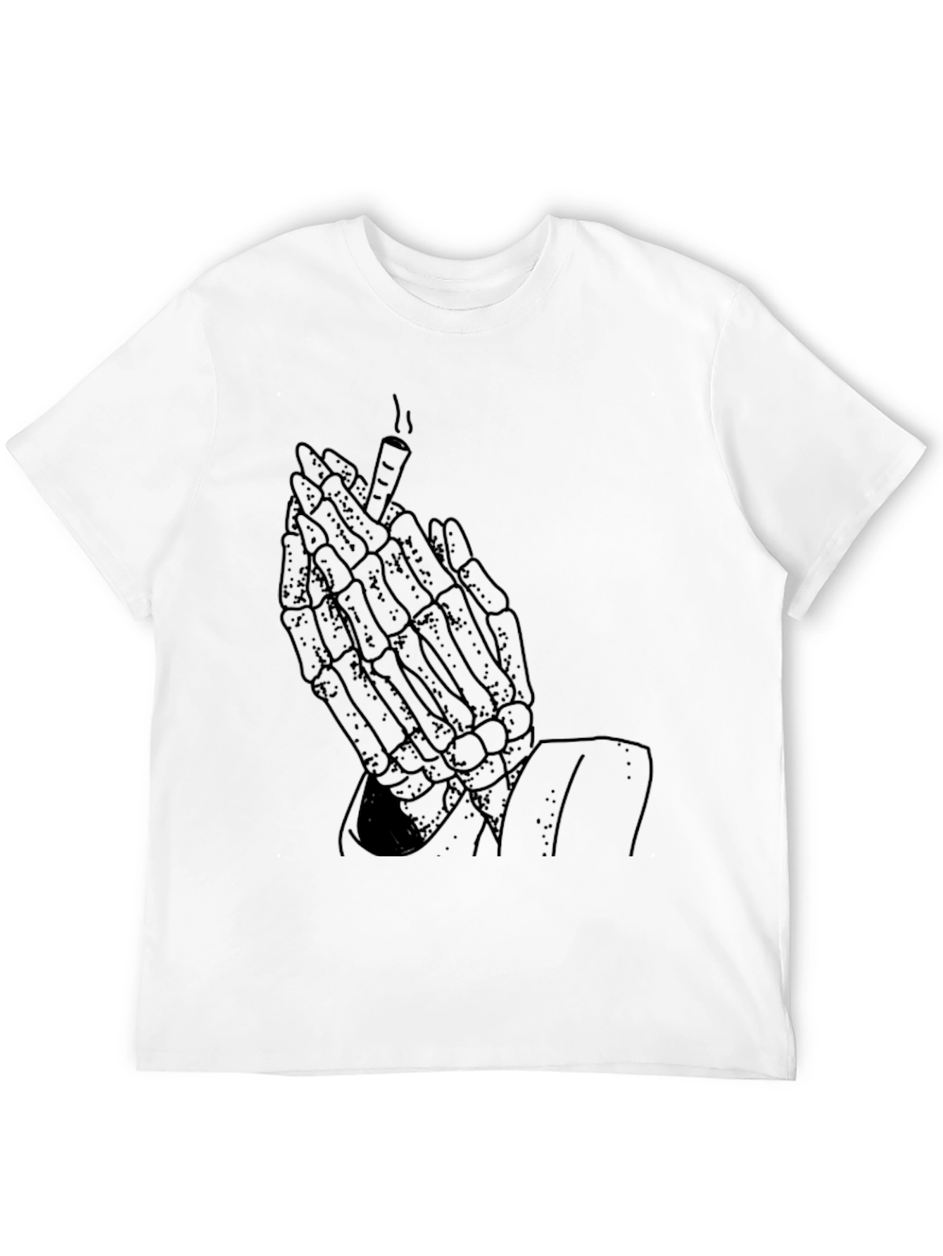 Skeleton Hands Smoking Graphic Tee - Black