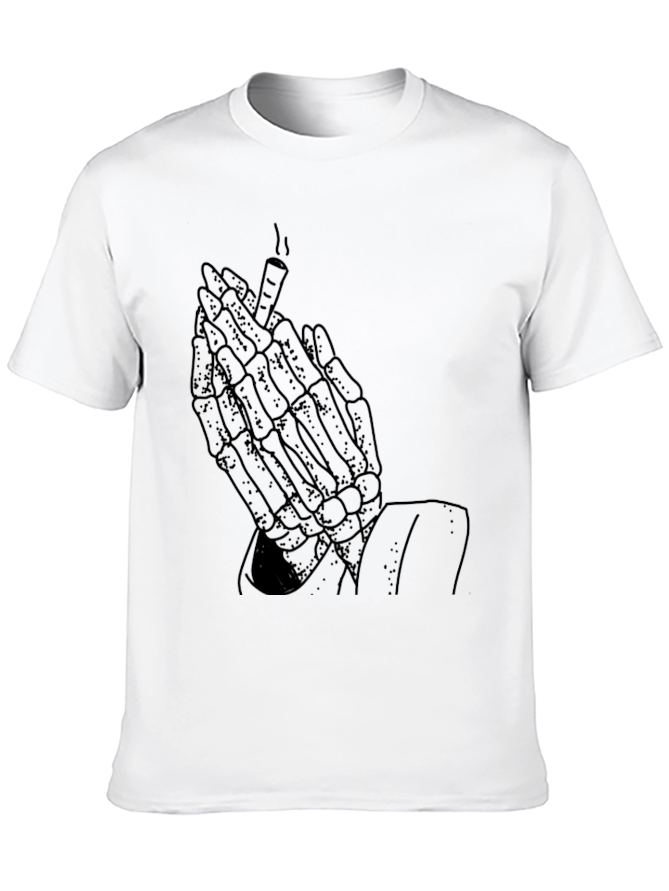 Skeleton Hands Smoking Graphic Tee - Black