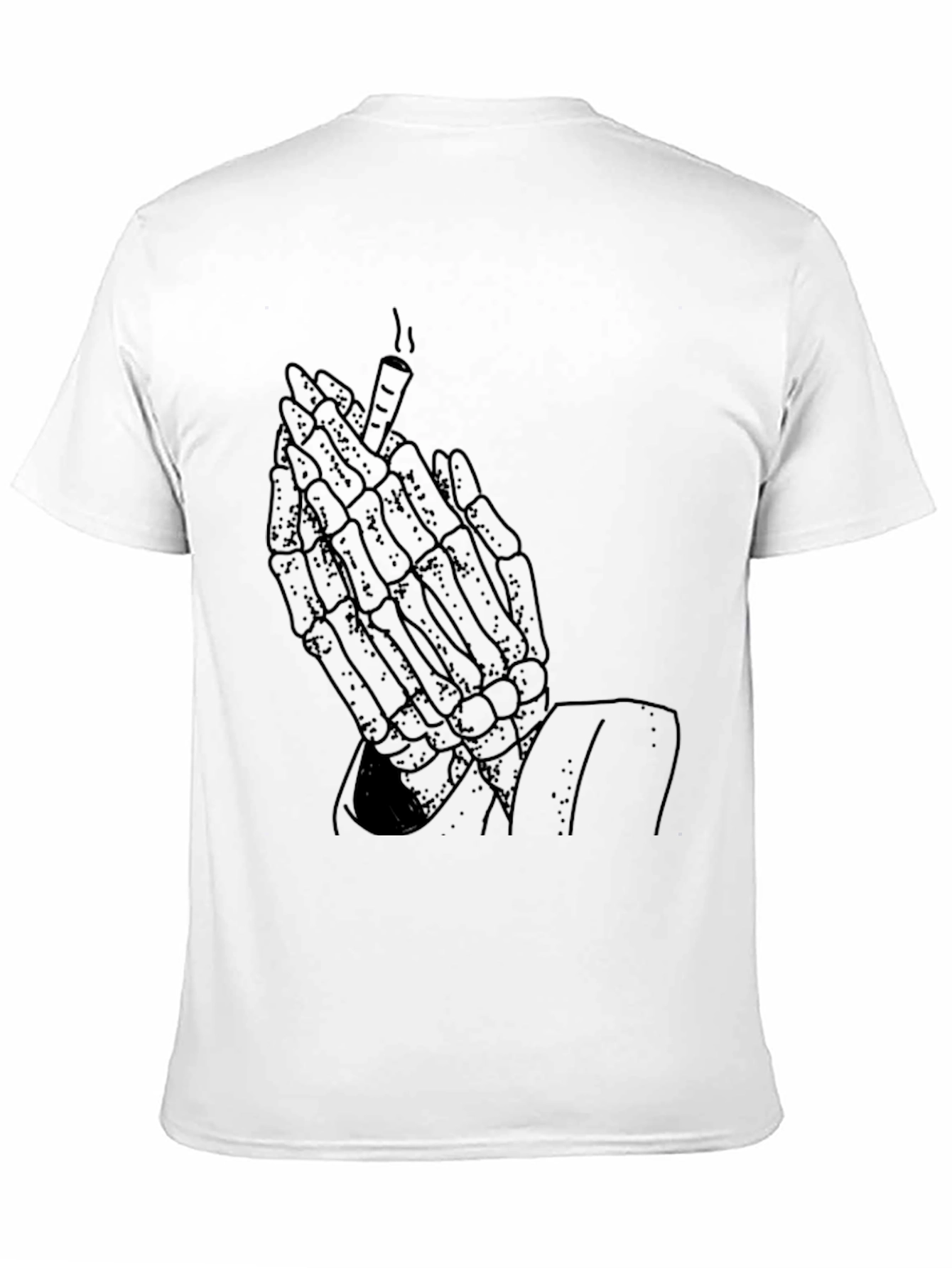 Skeleton Hands Smoking Graphic Tee - Black