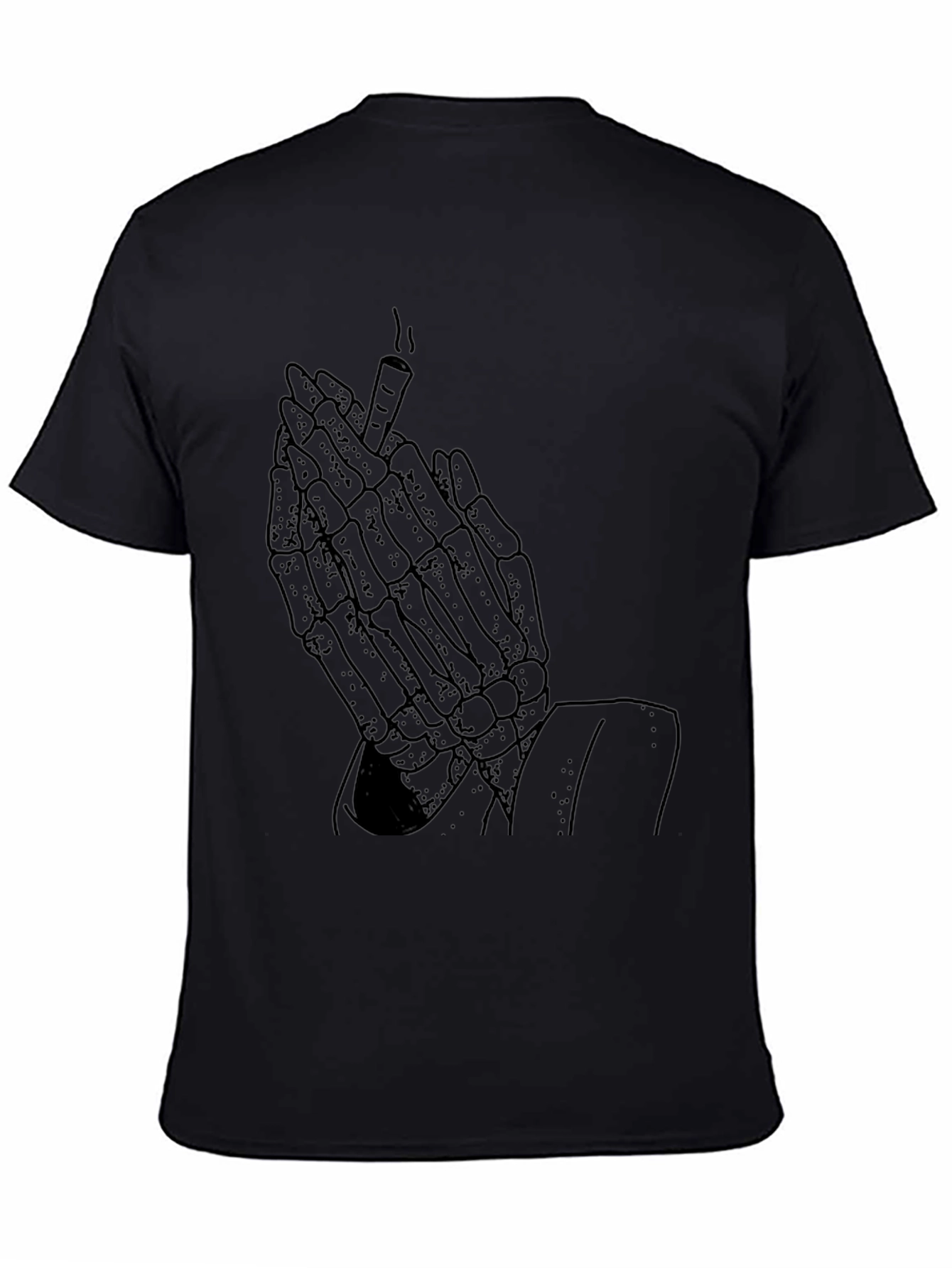 Skeleton Hands Smoking Graphic Tee - Black