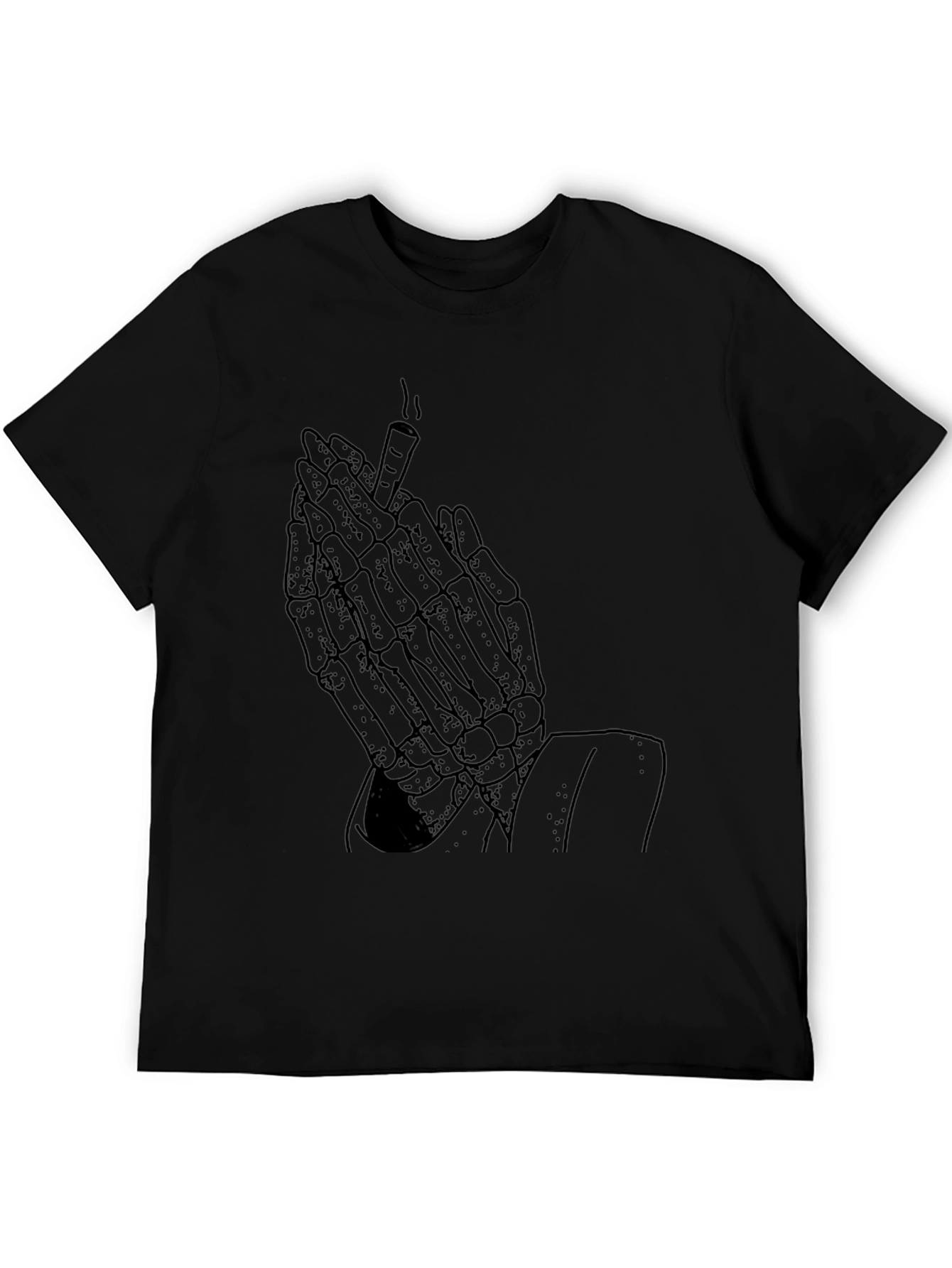 Skeleton Hands Smoking Graphic Tee - Black