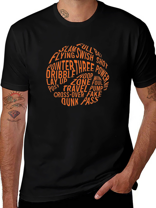 Basketball Word Art Graphic T-Shirt - Black