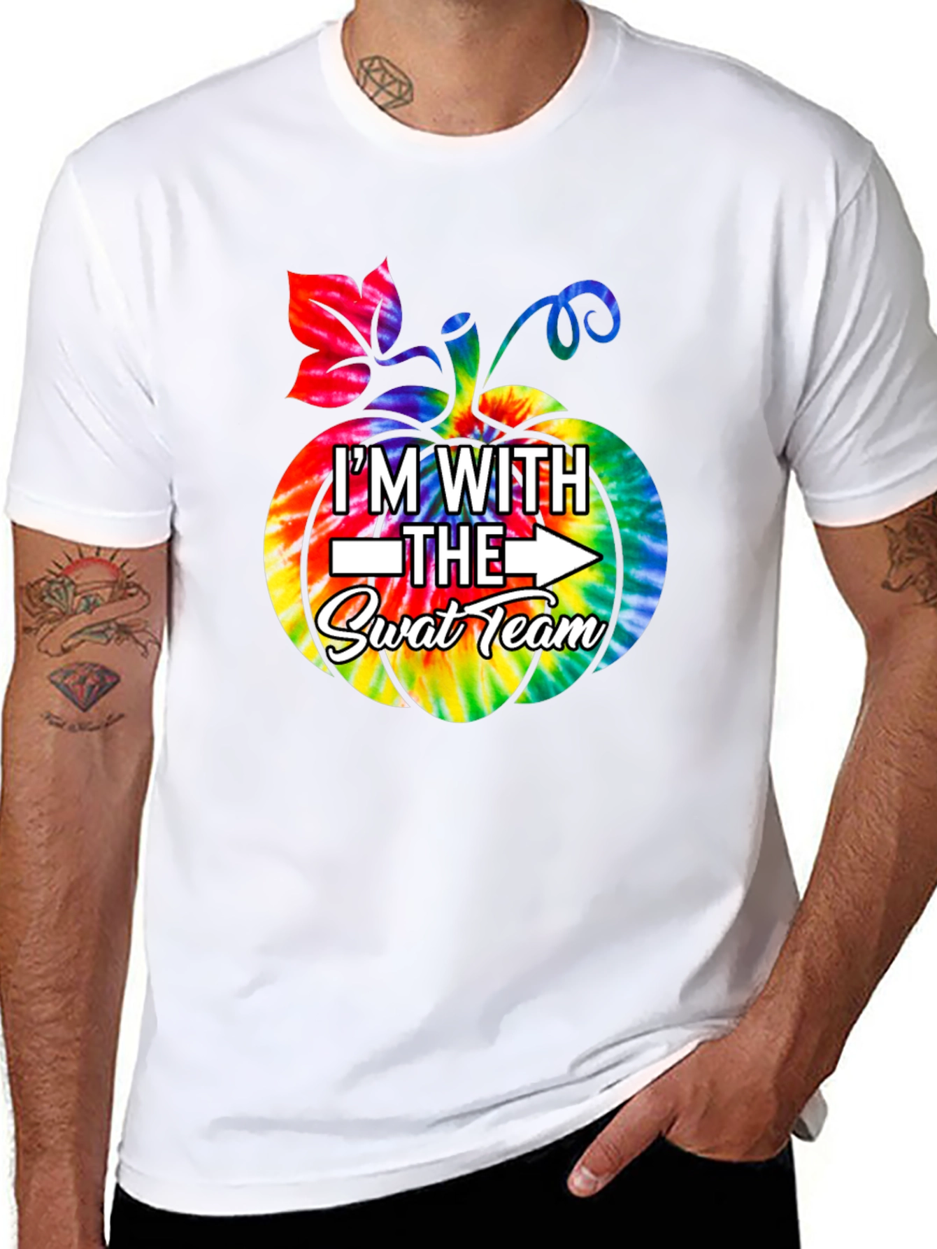 Im With The SWAT Team Tie Dye Pumpkin T-Shirt