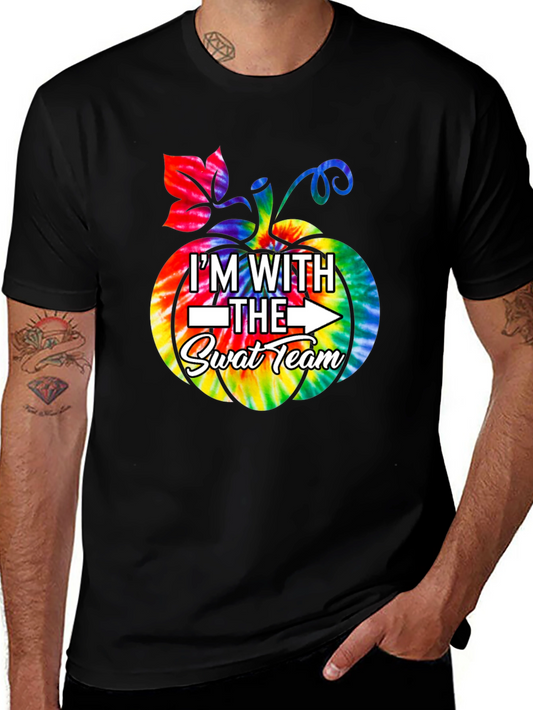 Im With The SWAT Team Tie Dye Pumpkin T-Shirt