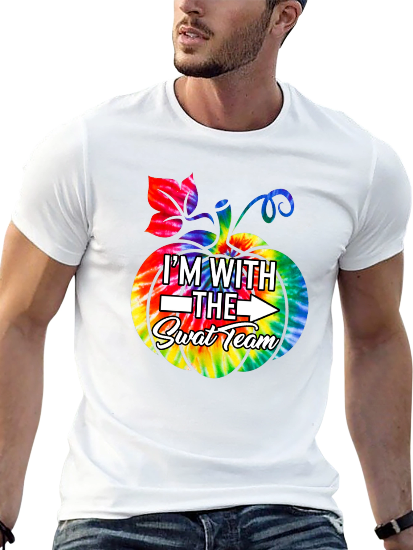 Im With The SWAT Team Tie Dye Pumpkin T-Shirt