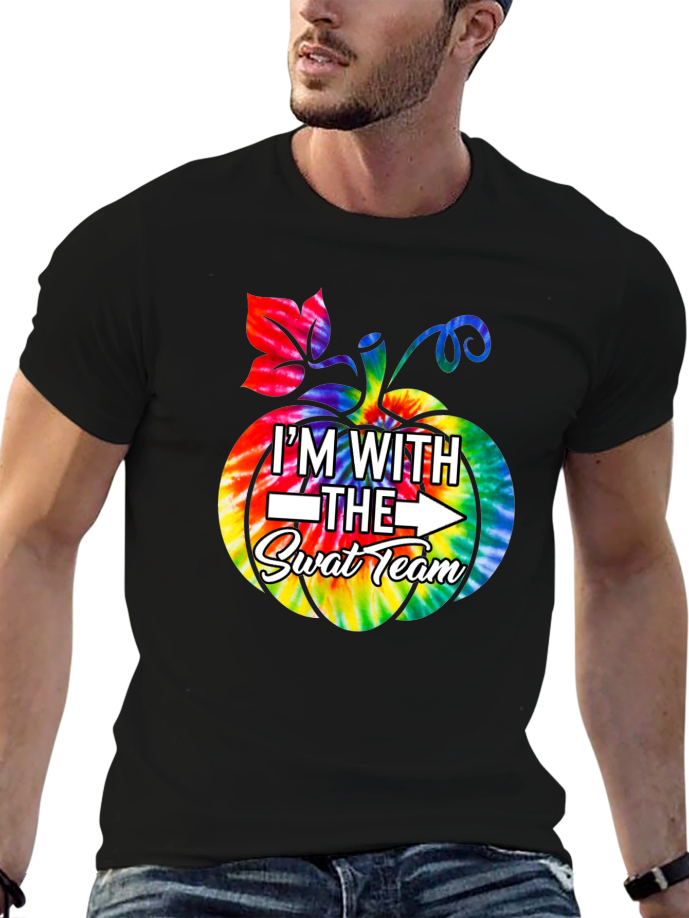 Im With The SWAT Team Tie Dye Pumpkin T-Shirt