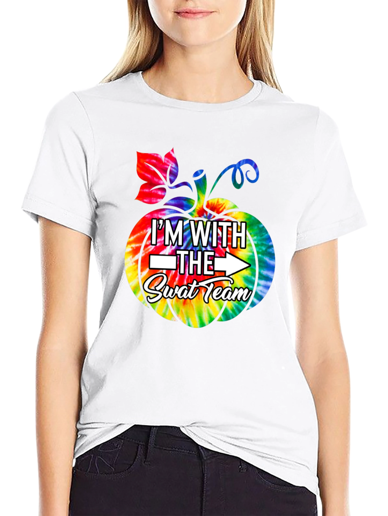 Im With The SWAT Team Tie Dye Pumpkin T-Shirt