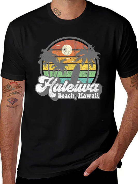 Haleiwa Beach Hawaii Retro Graphic T-Shirt