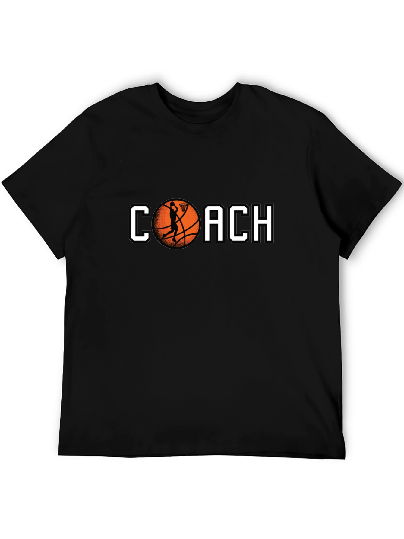 Basketball Coach Graphic Tee - Black Cotton T-Shirt