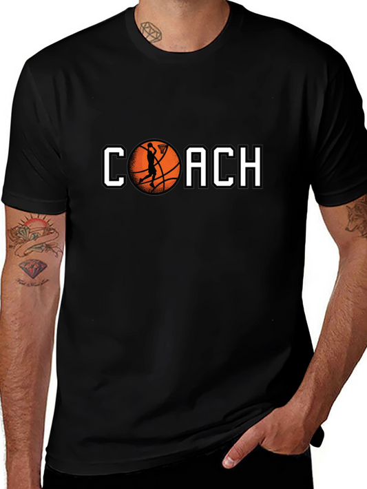 Basketball Coach Graphic Tee - Black Cotton T-Shirt