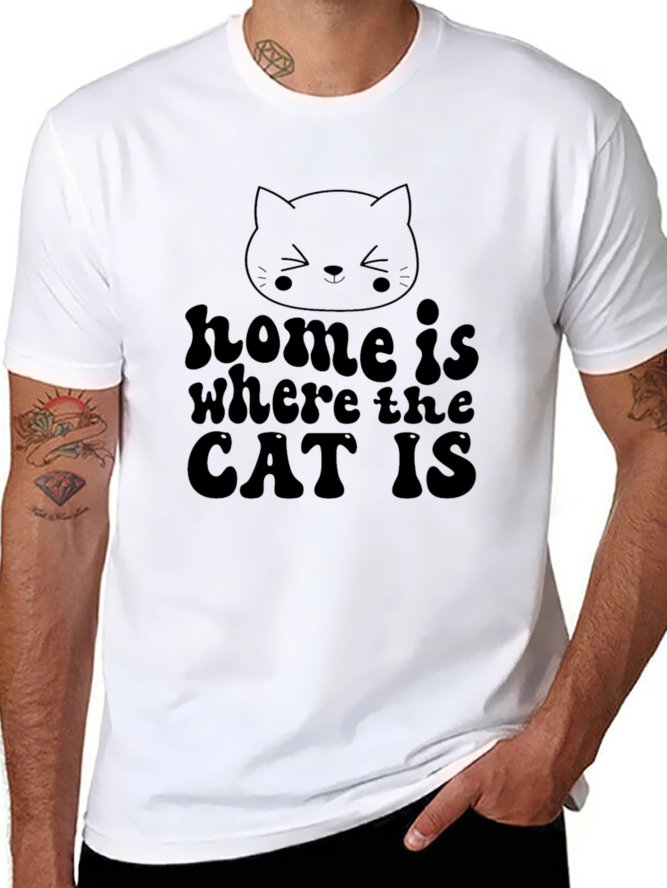 Home is Where the Cat Is Black Graphic Tee