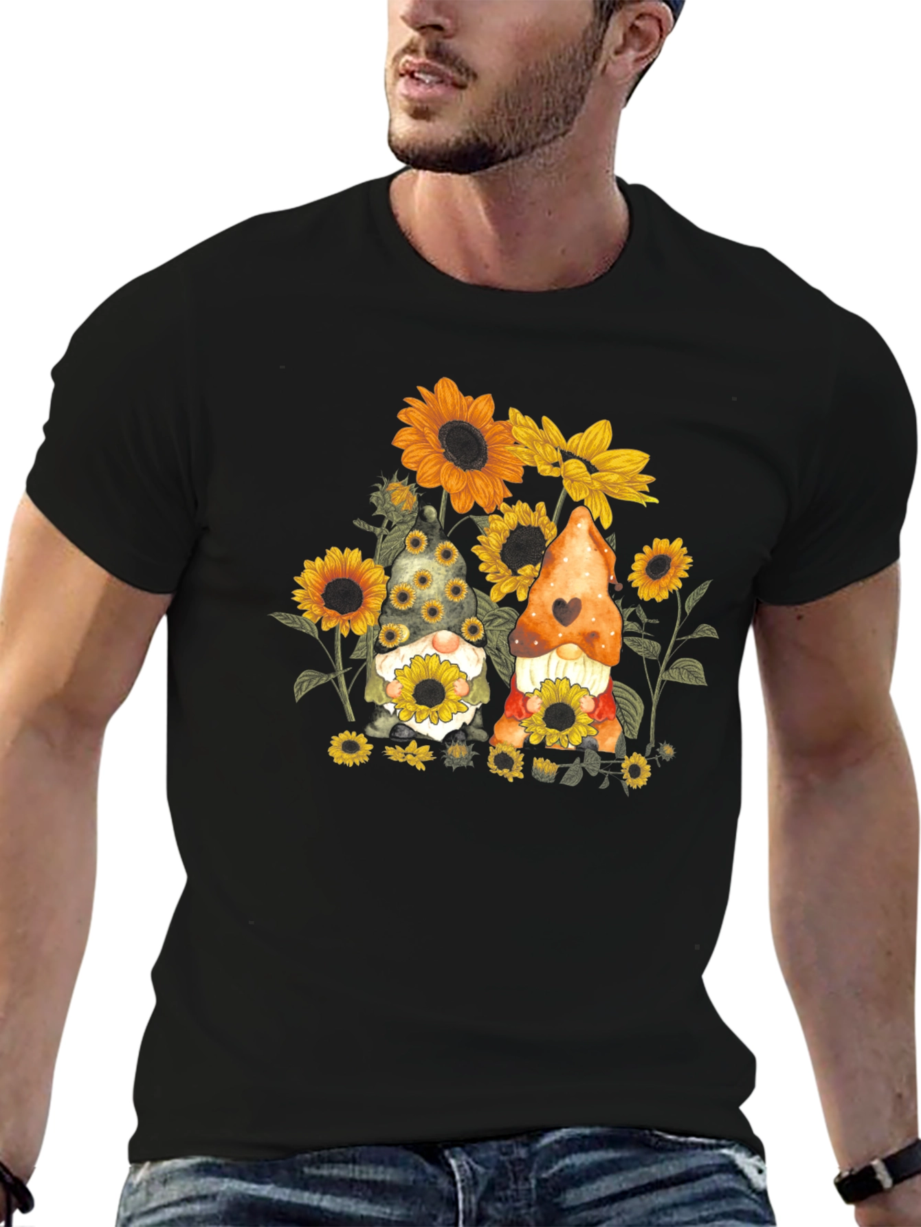 Sunflower Gnome Graphic Tee - Black