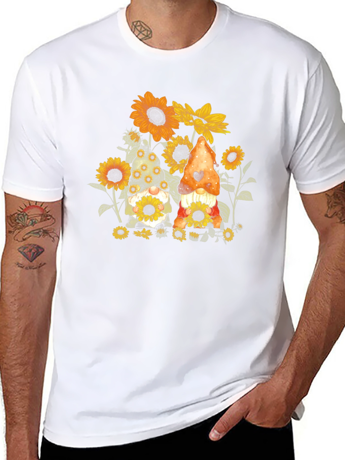 Sunflower Gnome Graphic Tee - Black