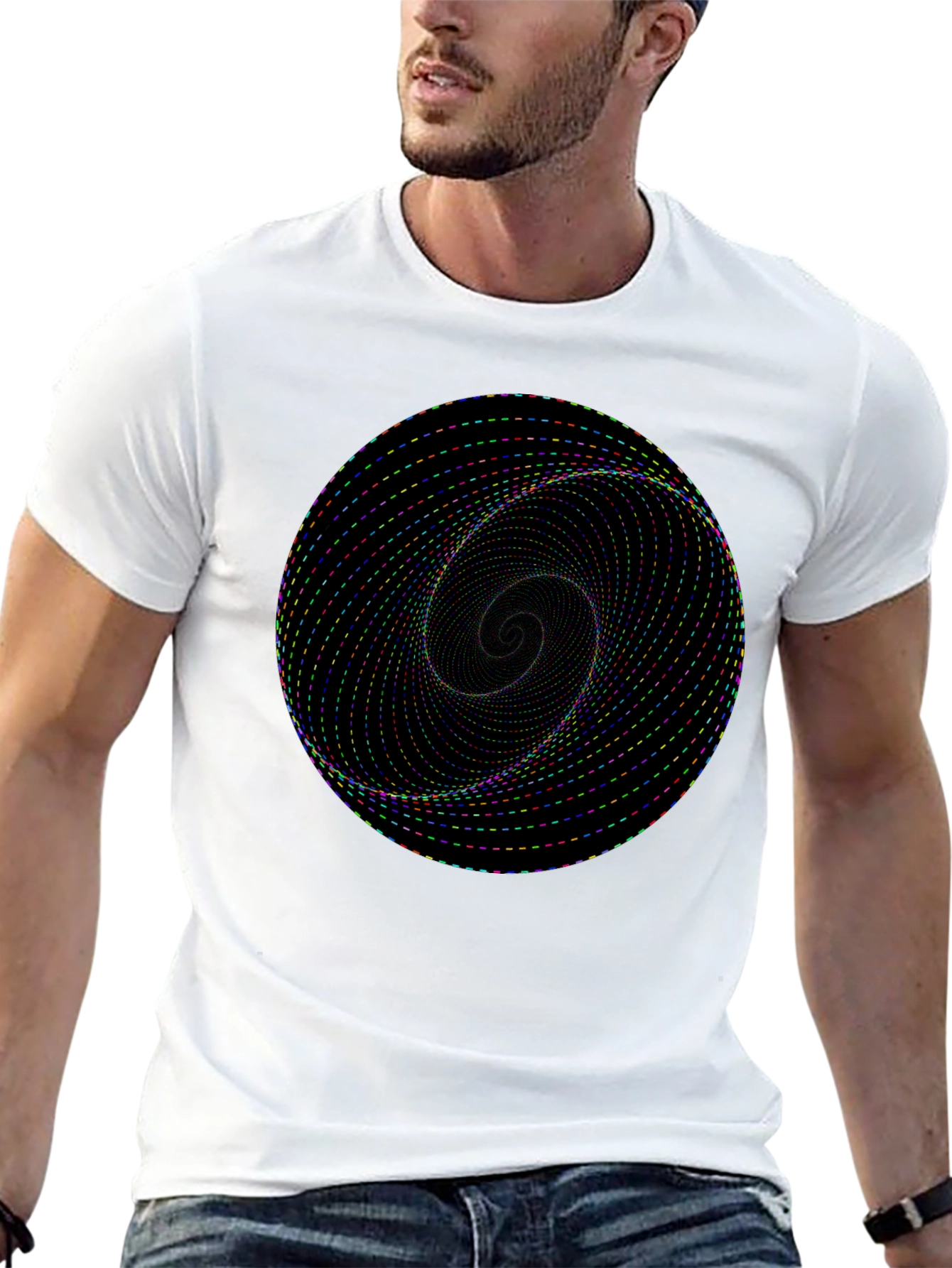 Hypnotic Spiral Graphic Black T-Shirt