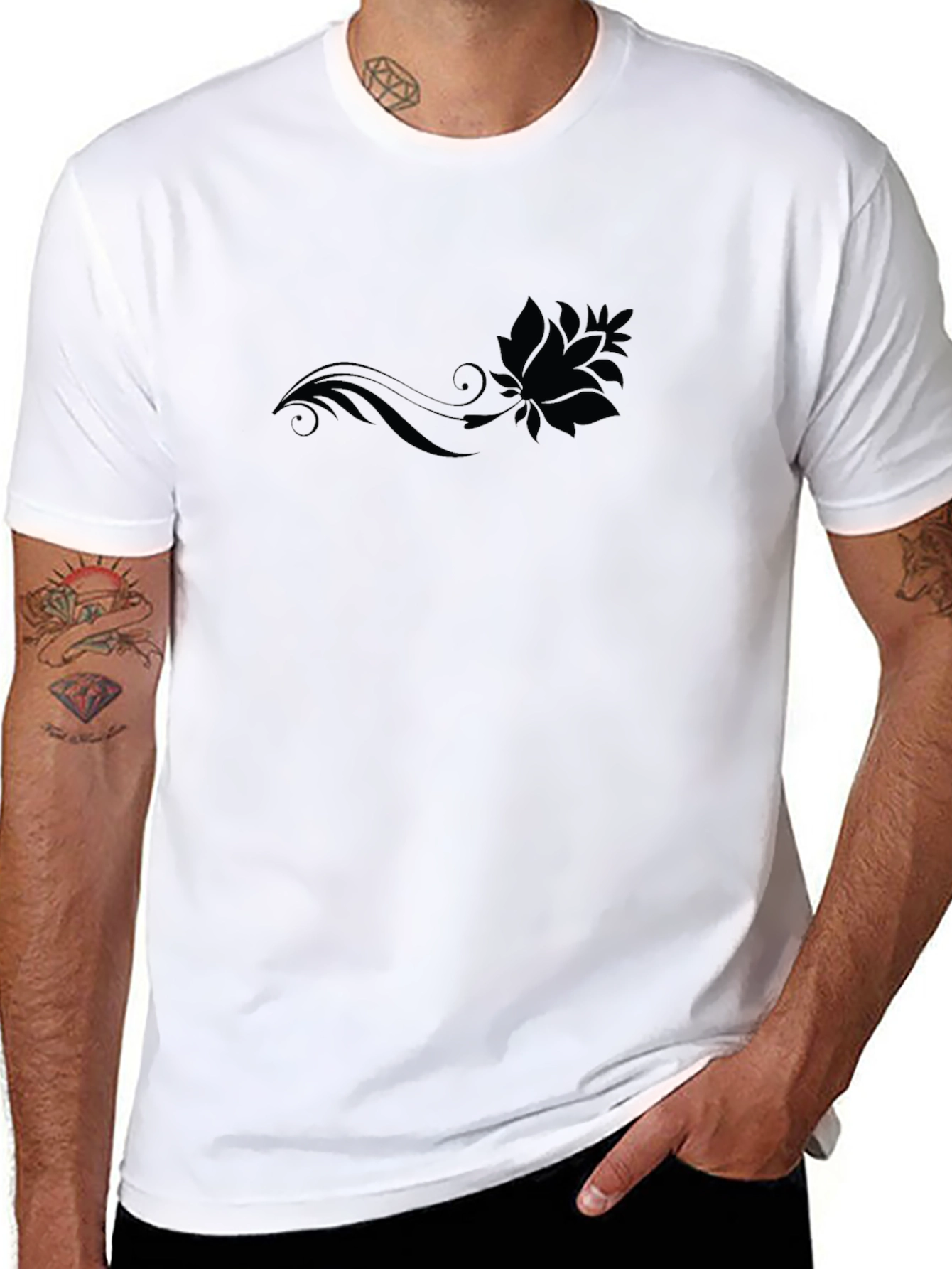 Black Graphic Tee - Lotus Design