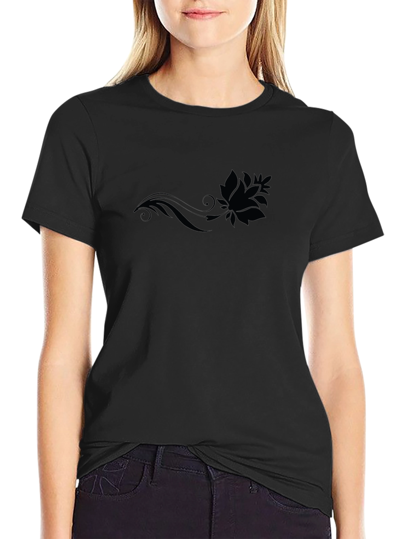 Black Graphic Tee - Lotus Design