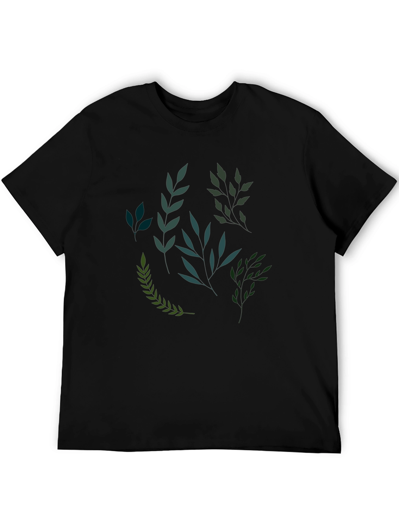 Botanical Print Black T-Shirt