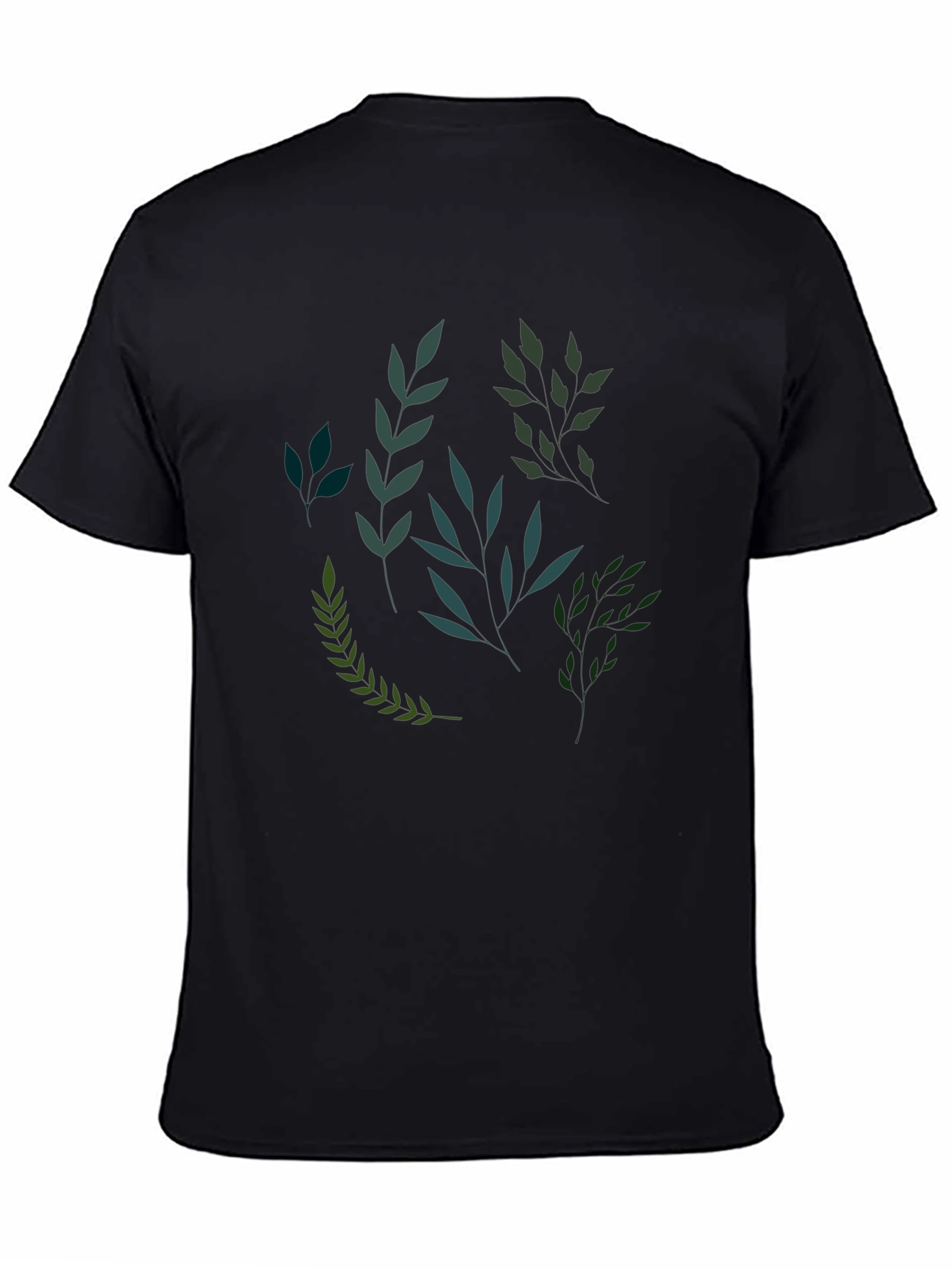 Botanical Print Black T-Shirt