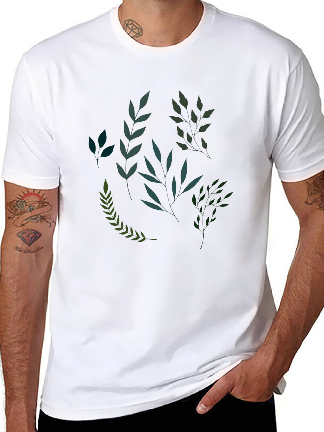 Botanical Print Black T-Shirt