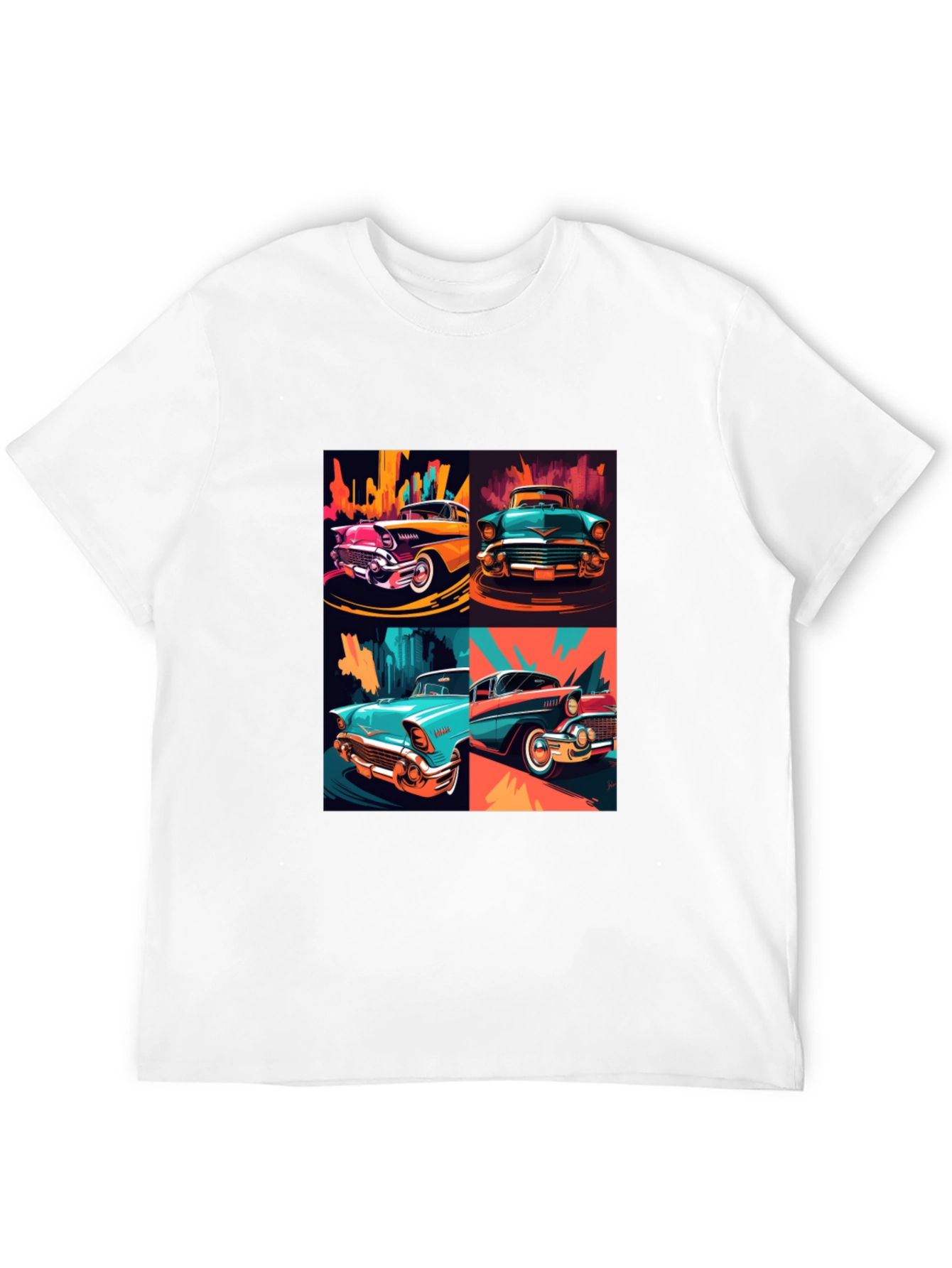 Retro Car Collage Black T-Shirt