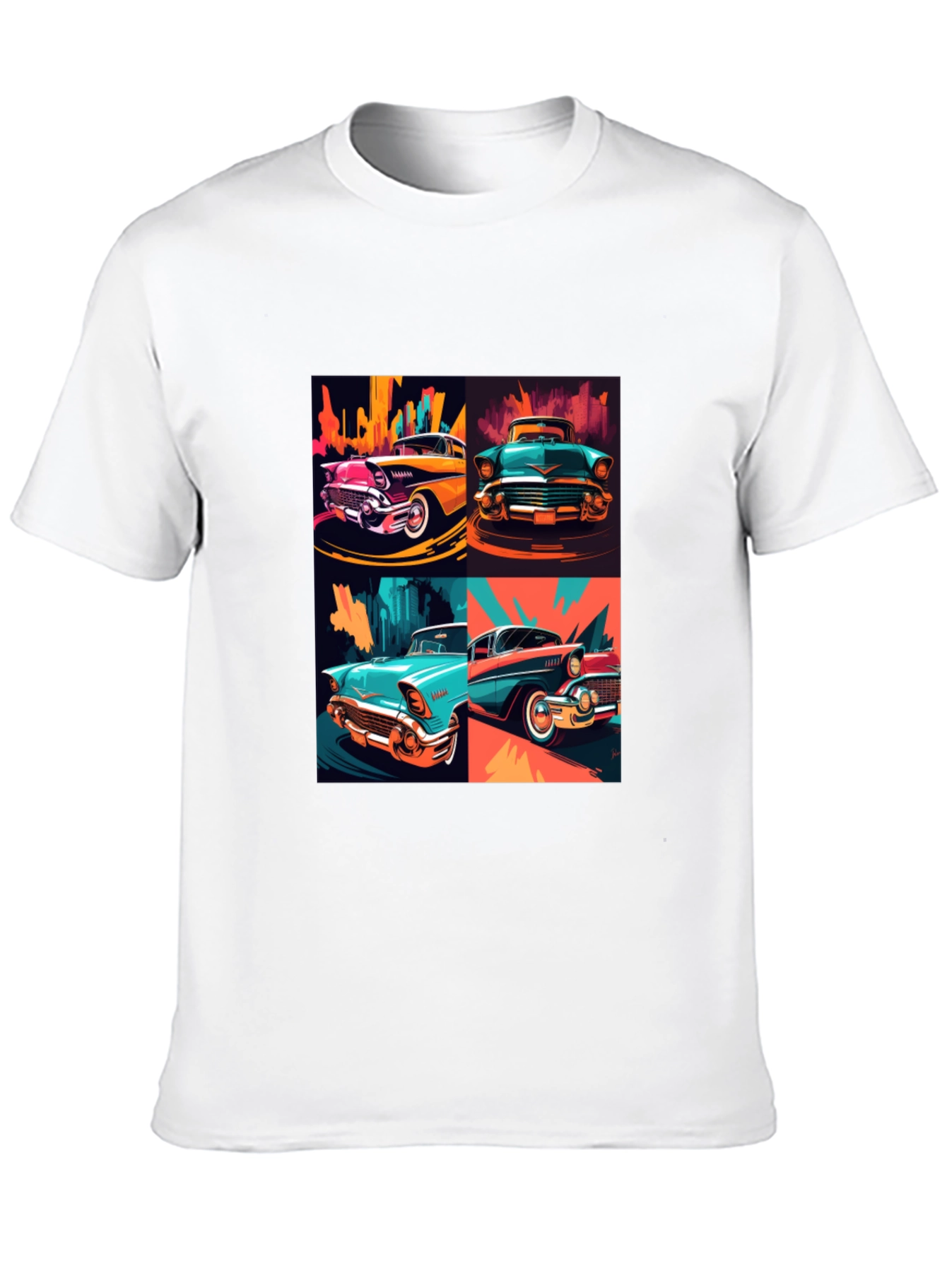 Retro Car Collage Black T-Shirt
