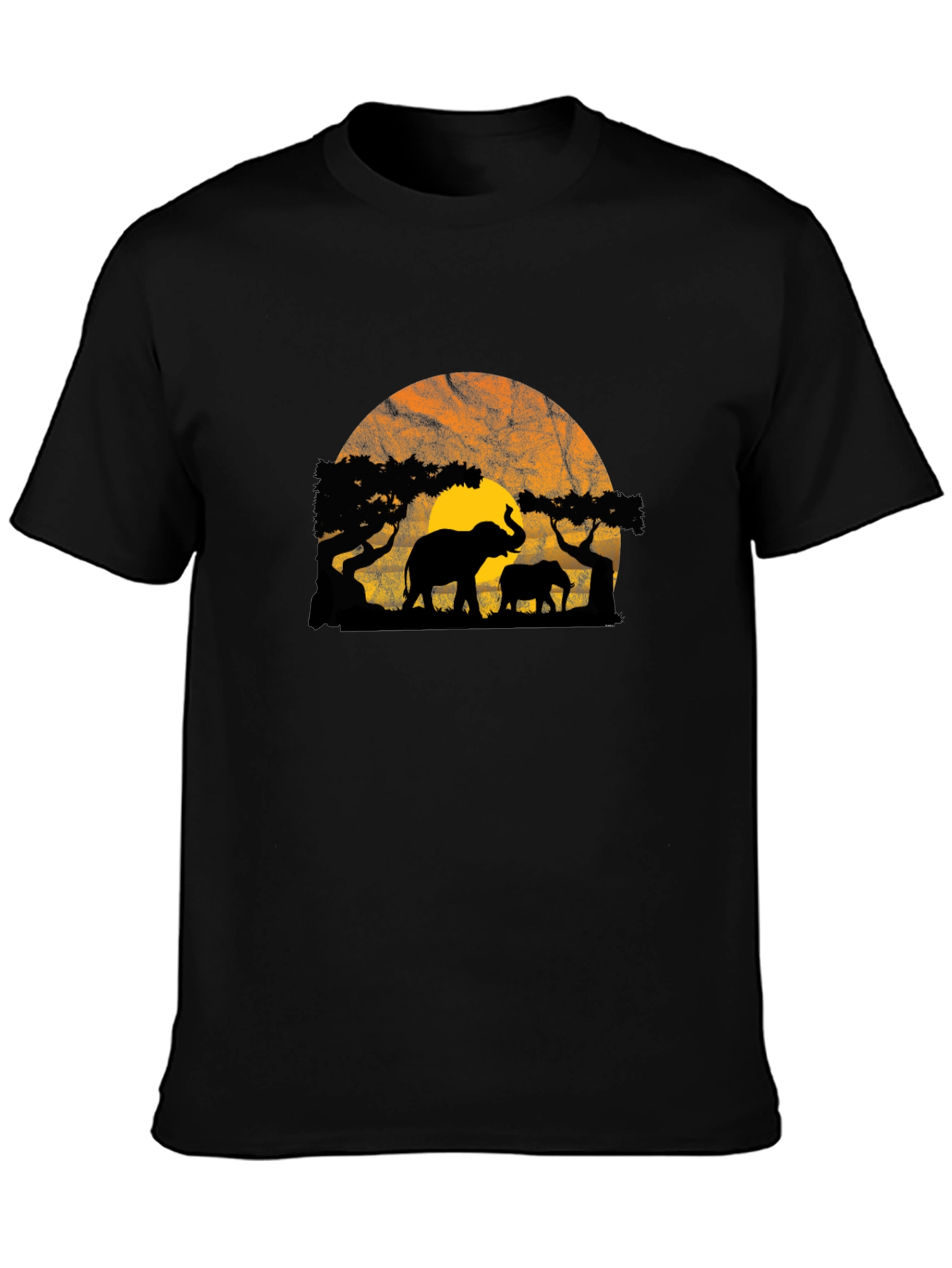 Elephant Silhouette Graphic Print Crew Neck T-Shirt