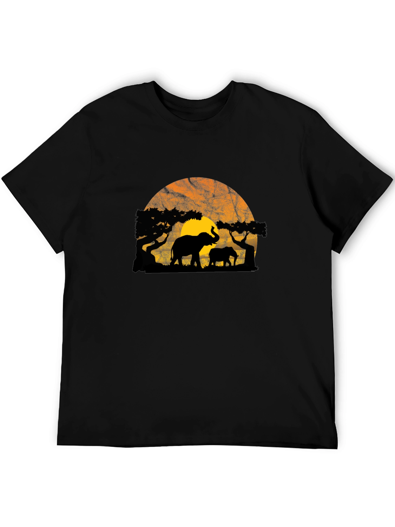 Elephant Silhouette Graphic Print Crew Neck T-Shirt