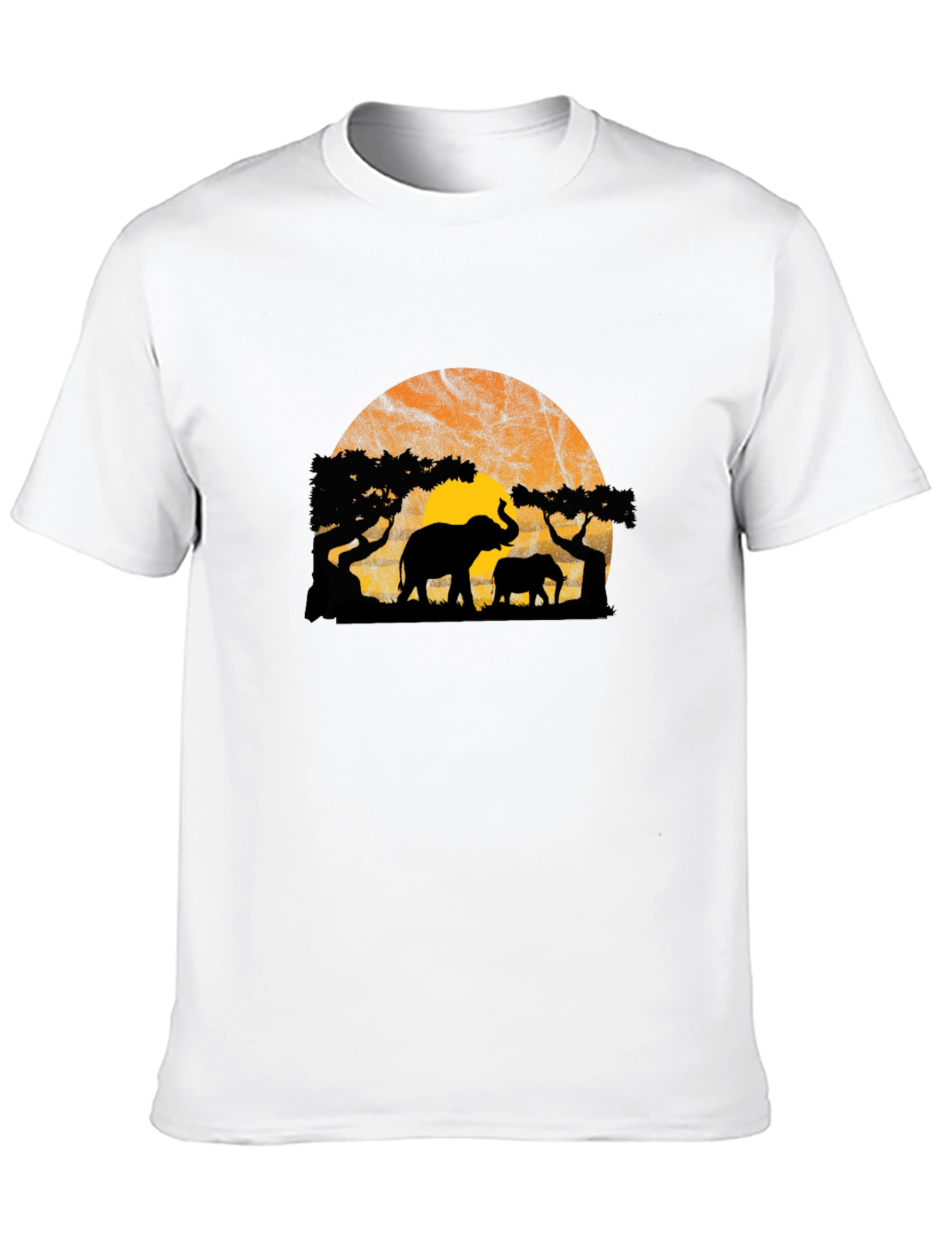 Elephant Silhouette Graphic Print Crew Neck T-Shirt