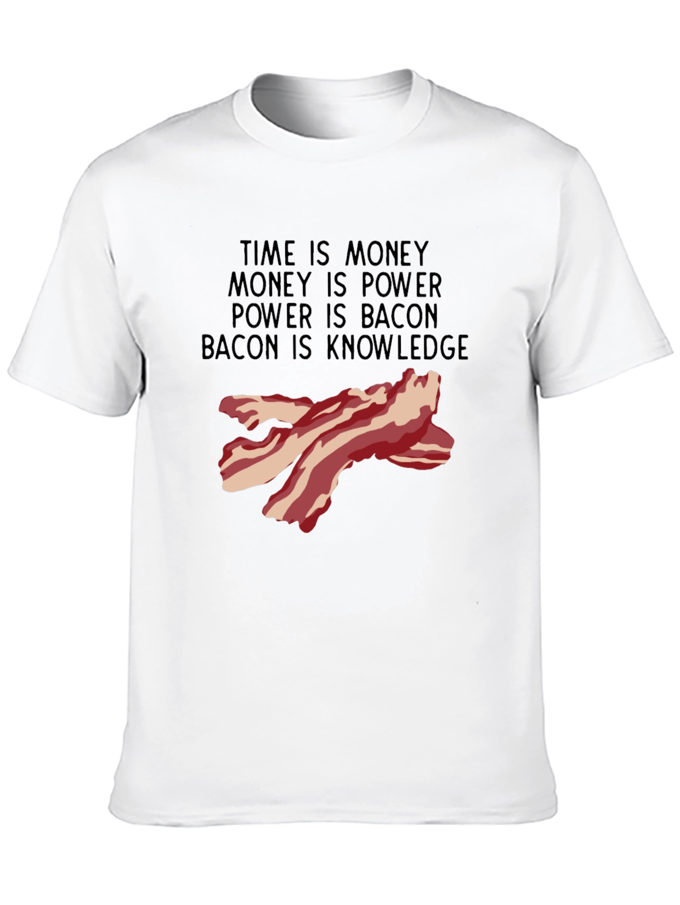 Bacon Knowledge Black T-Shirt - Funny Foodie Tee
