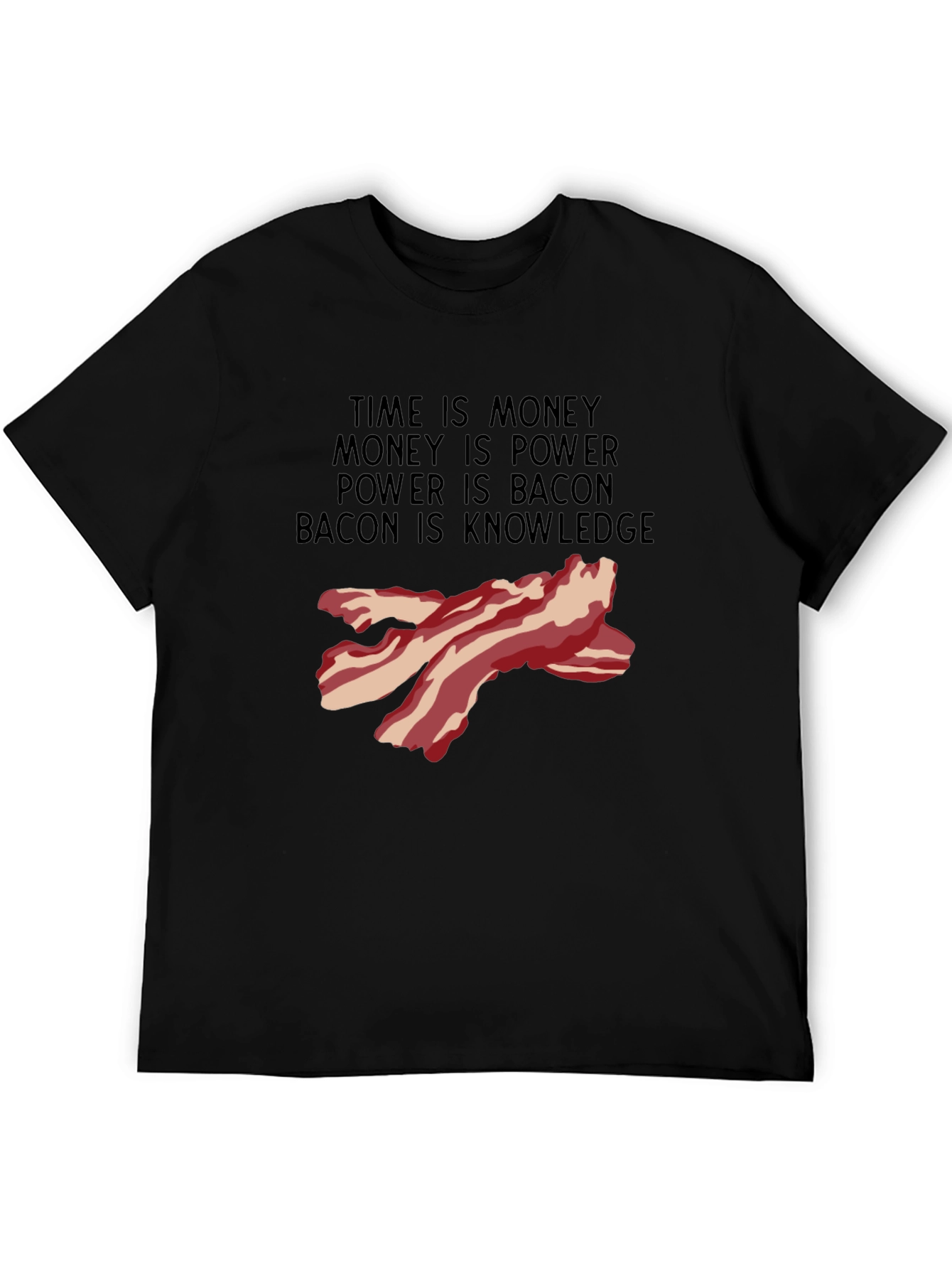 Bacon Knowledge Black T-Shirt - Funny Foodie Tee