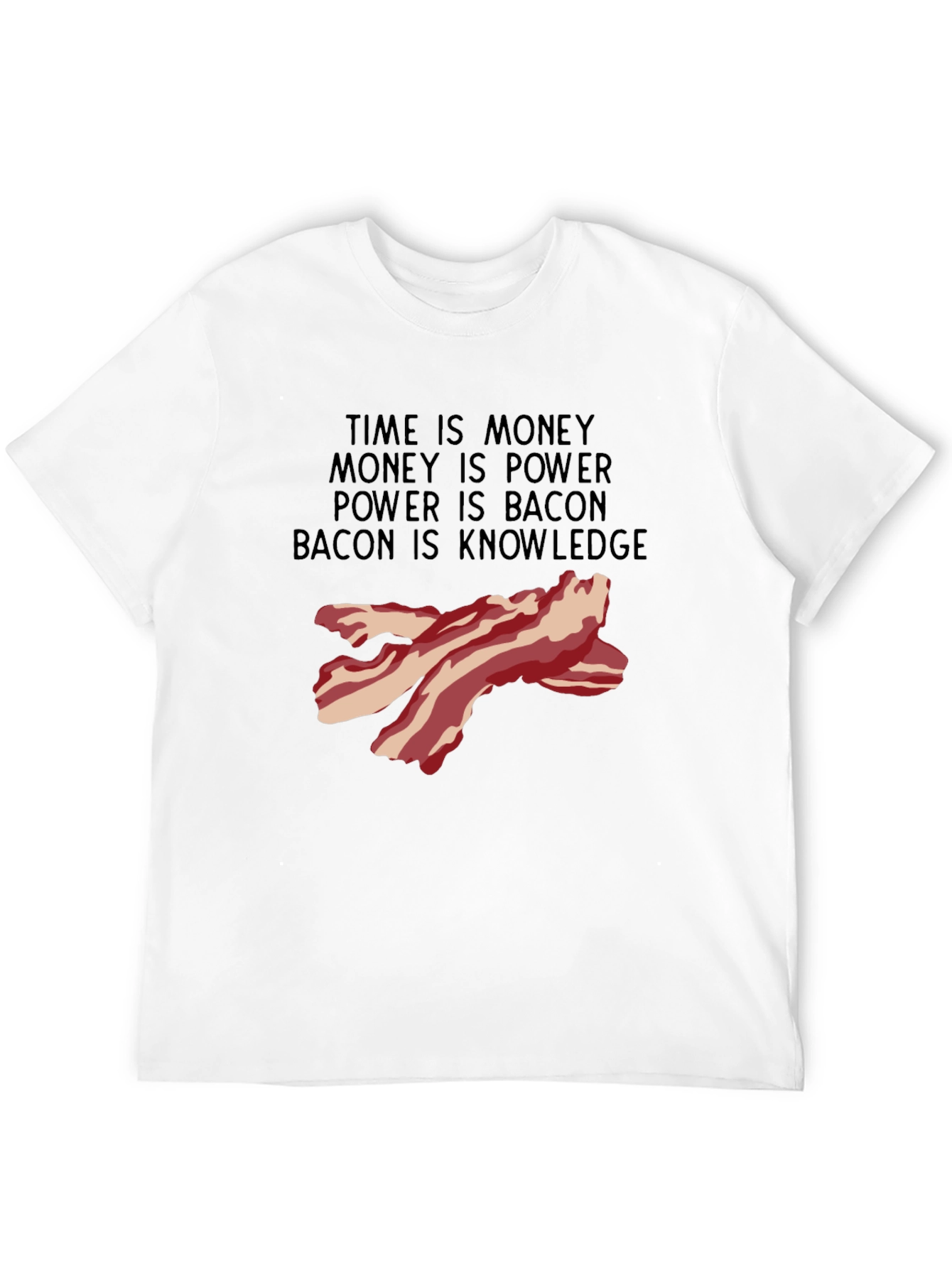 Bacon Knowledge Black T-Shirt - Funny Foodie Tee