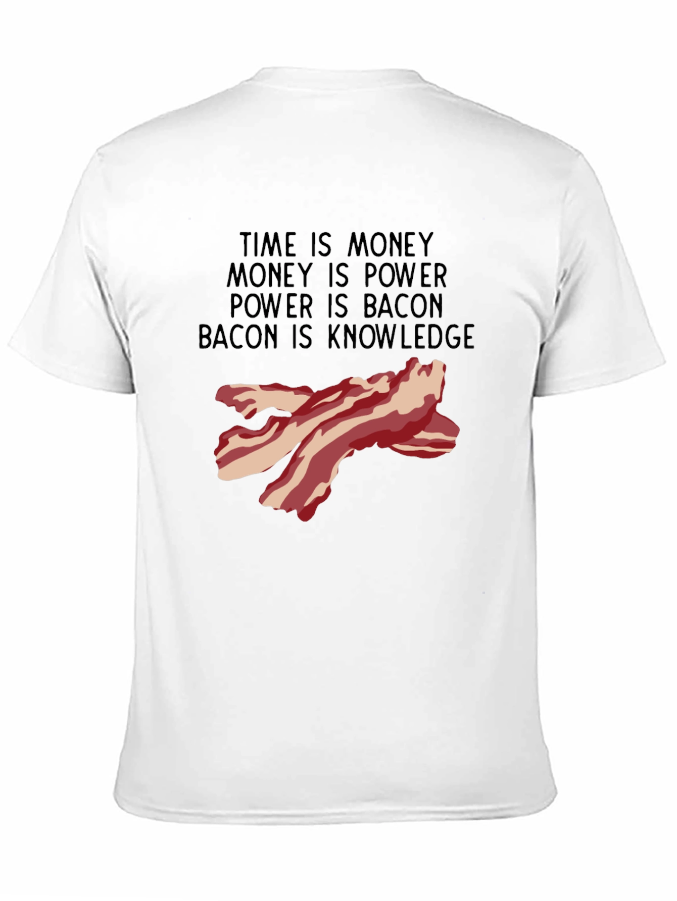 Bacon Knowledge Black T-Shirt - Funny Foodie Tee