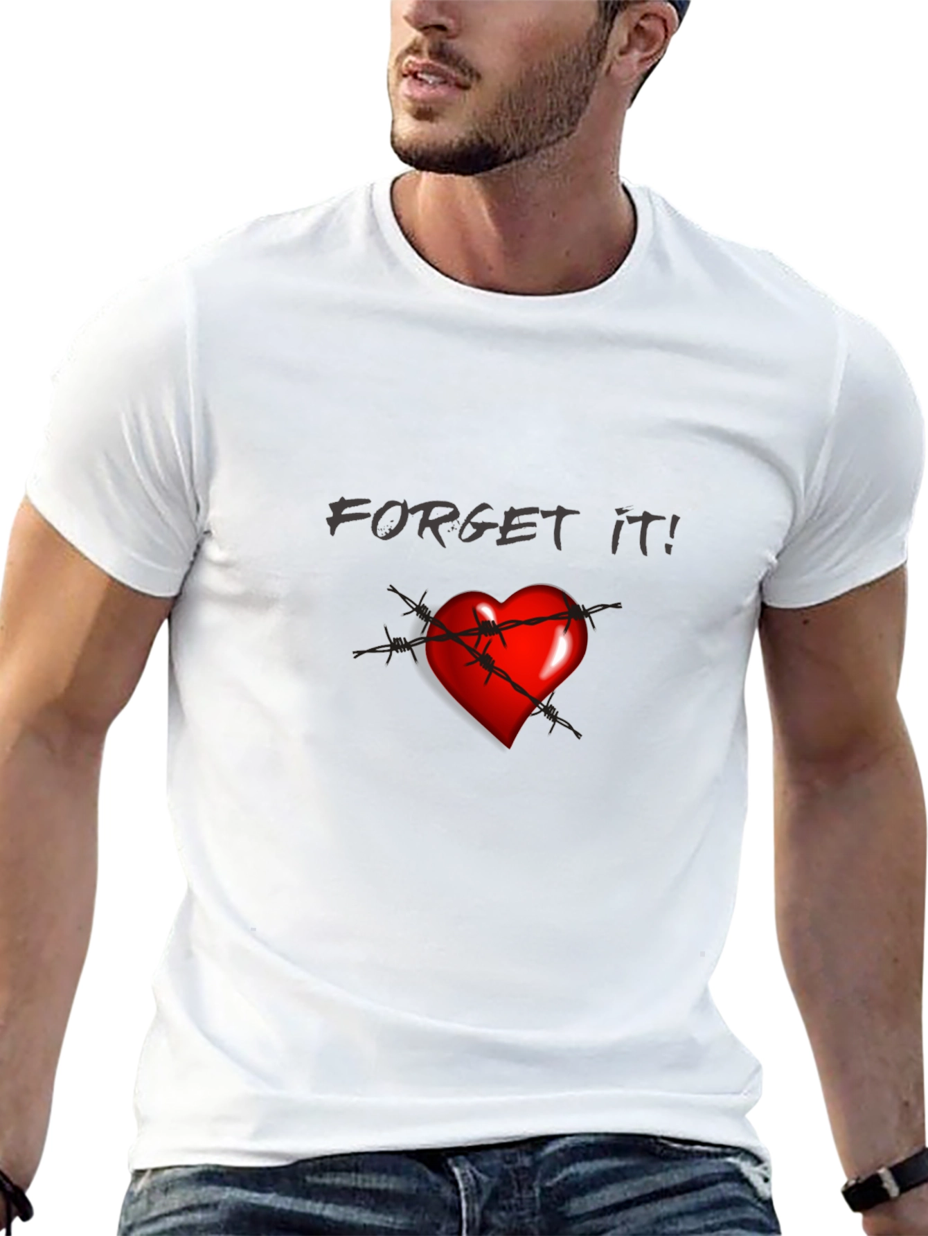 Edgy Forget It! Heart Graphic T-Shirt