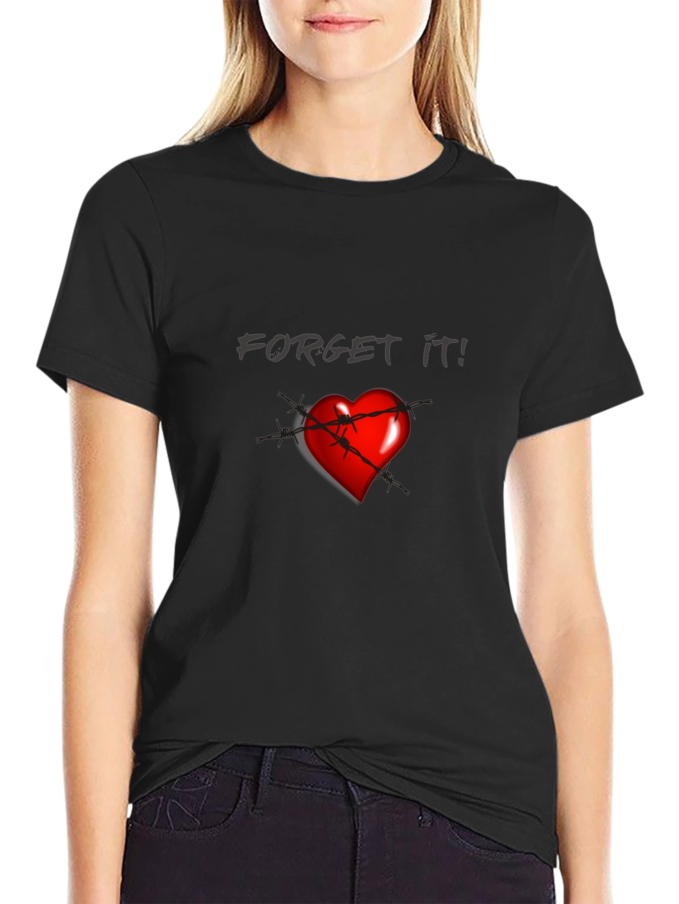 Edgy Forget It! Heart Graphic T-Shirt