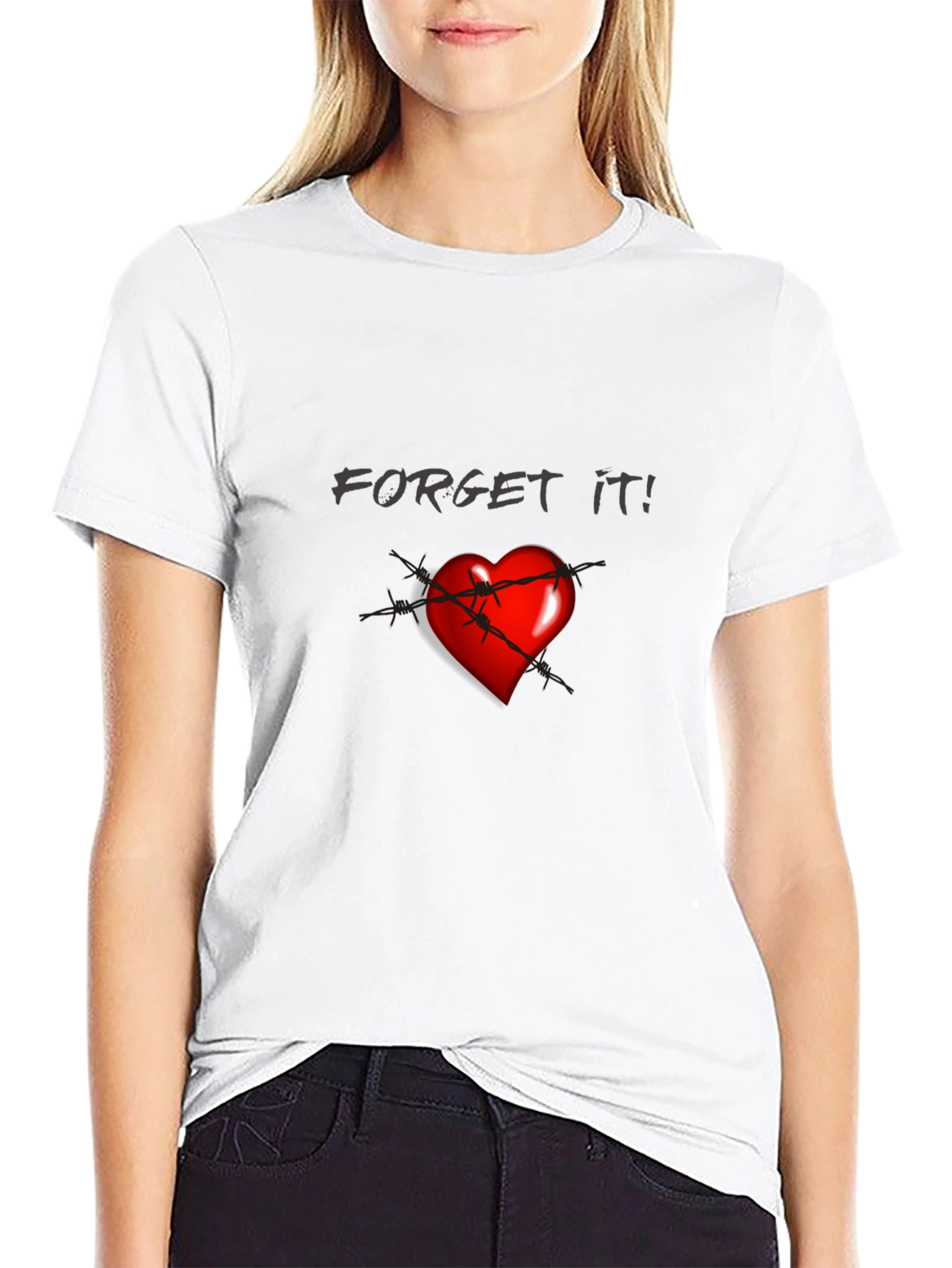 Edgy Forget It! Heart Graphic T-Shirt