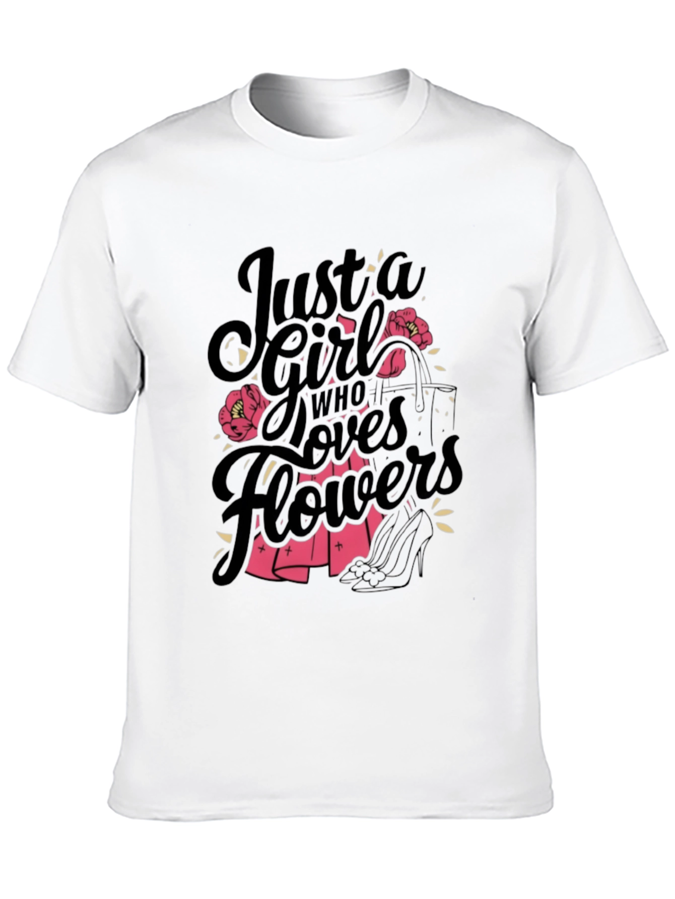 Just a Girl Who Loves Flowers Black T-Shirt