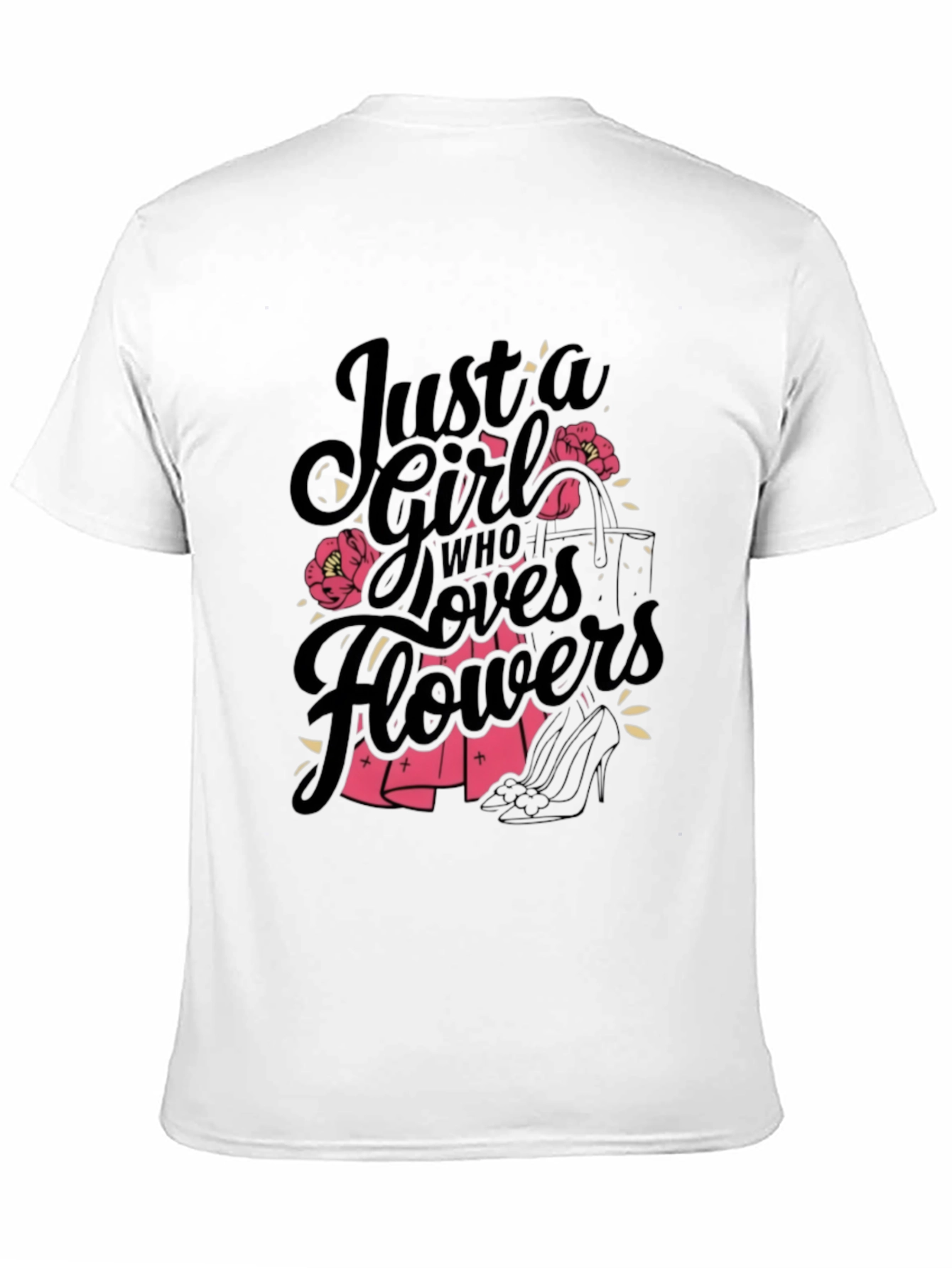 Just a Girl Who Loves Flowers Black T-Shirt