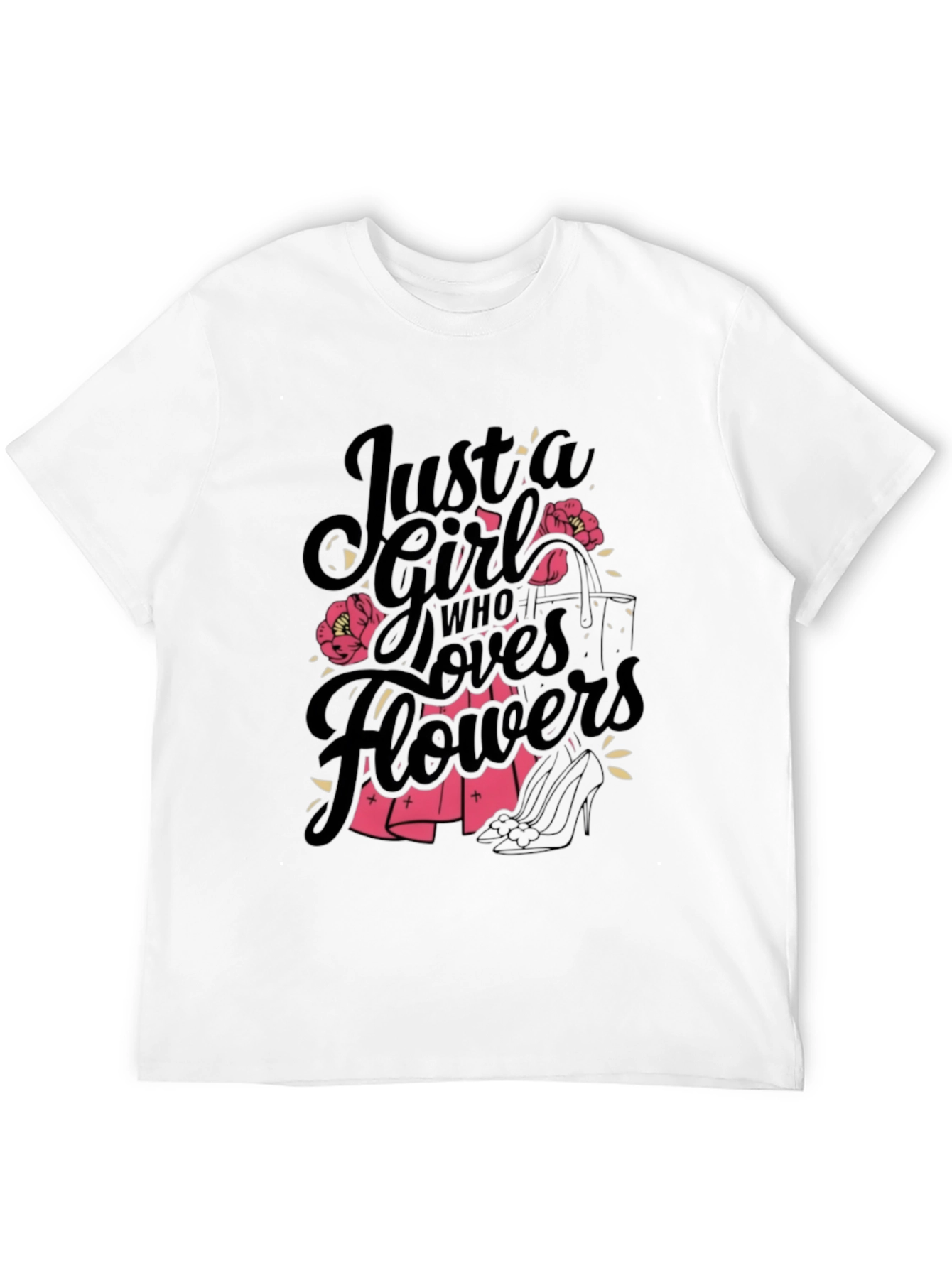 Just a Girl Who Loves Flowers Black T-Shirt