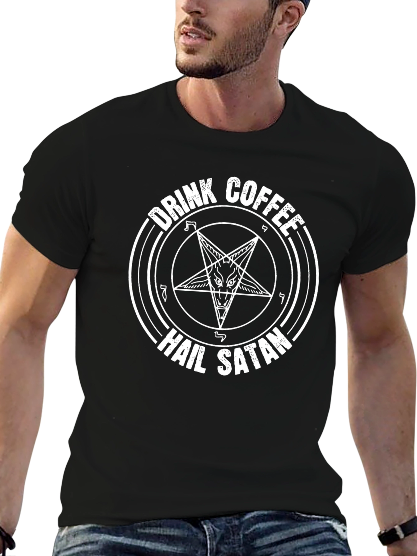 Drink Coffee Hail Satan Graphic Tee