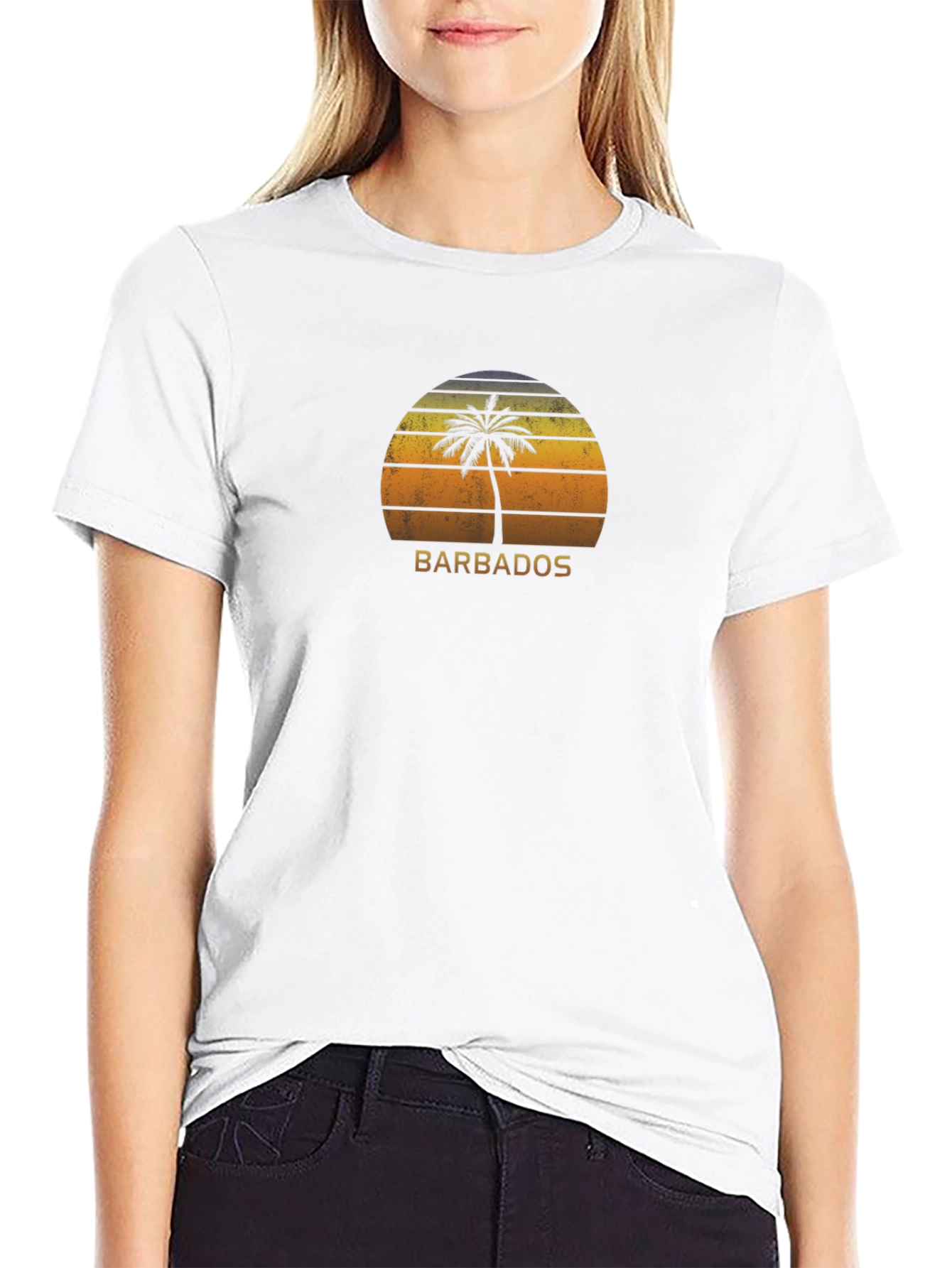 Barbados Sunset Palm Tree Graphic T-Shirt