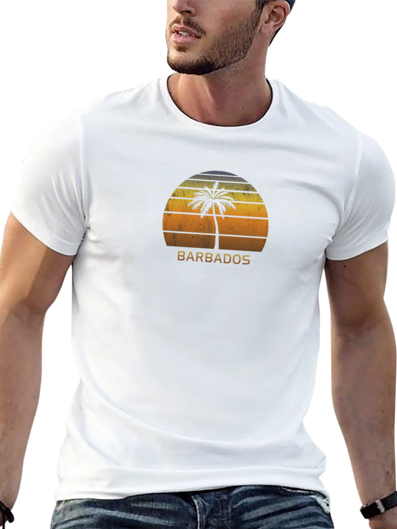 Barbados Sunset Palm Tree Graphic T-Shirt