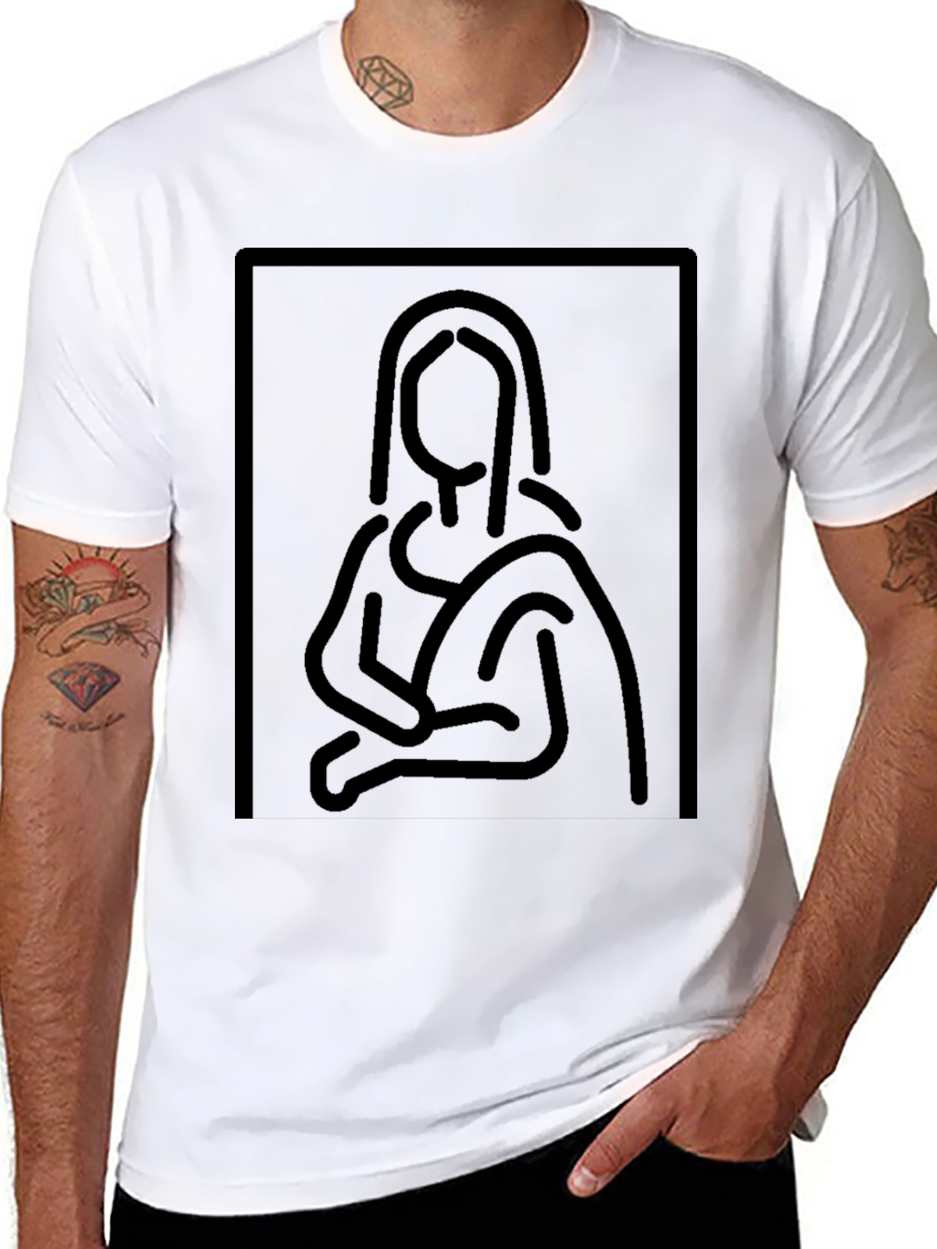Minimalist Mona Lisa Black Graphic Tee